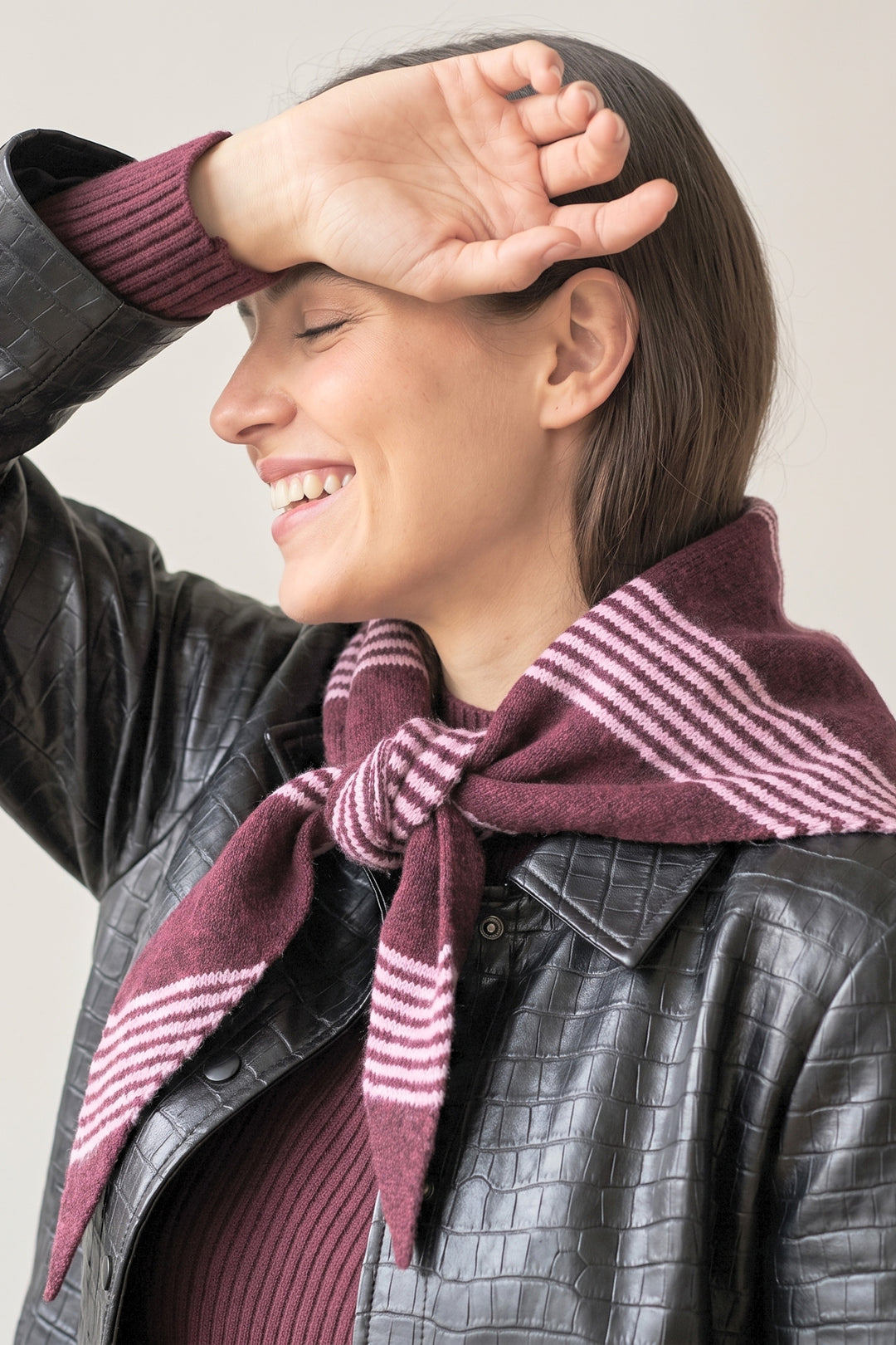 Striped-Triangle-Heavyweight-Scarf-in-Berry/Pink