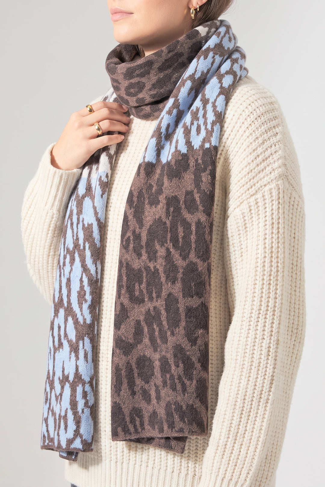 Colour-Block-Heavyweight-Scarf-in-Brown/Blue