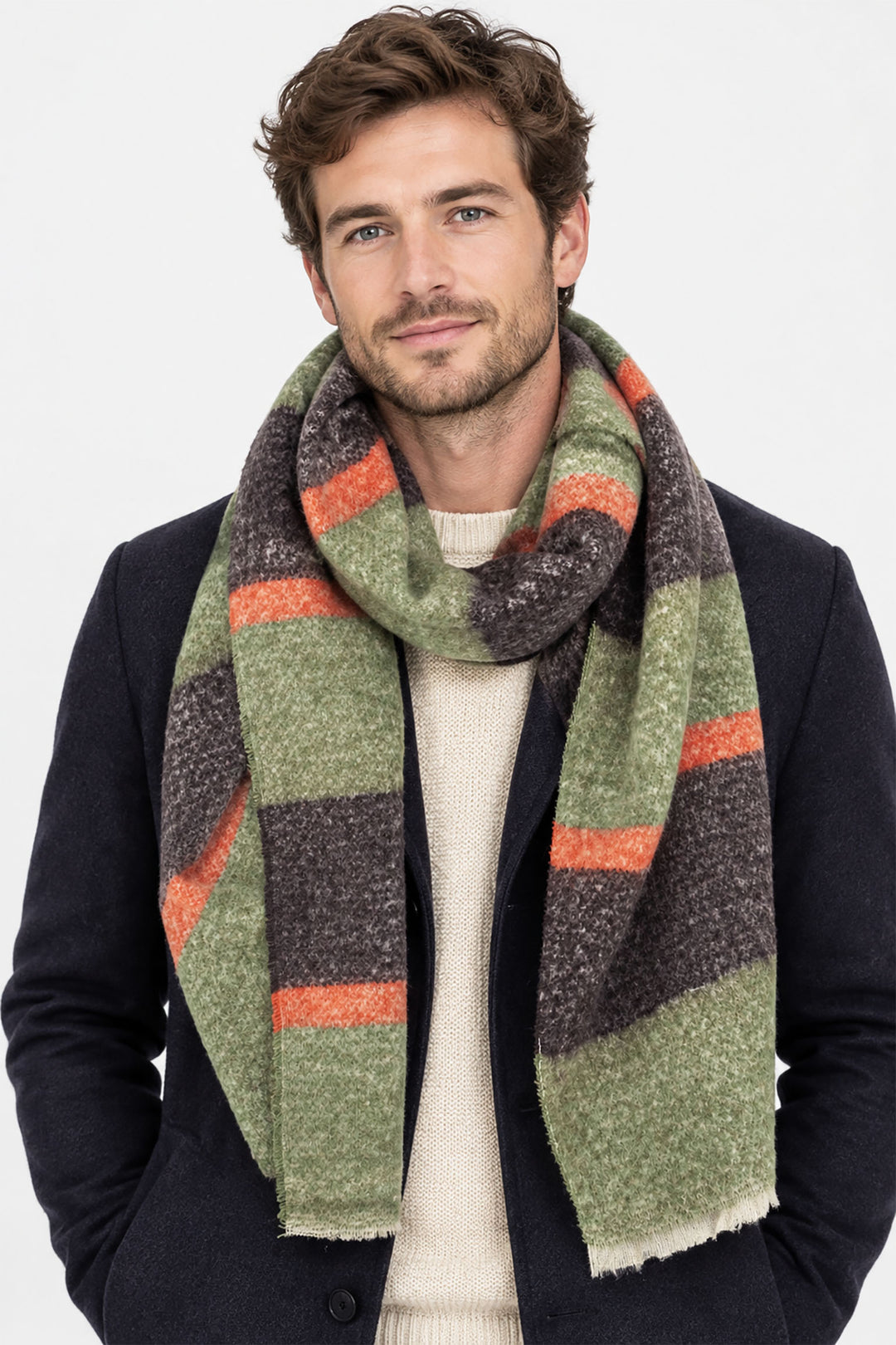 Block-Stripe-Men's-Heavyweight-Scarf-in-Green