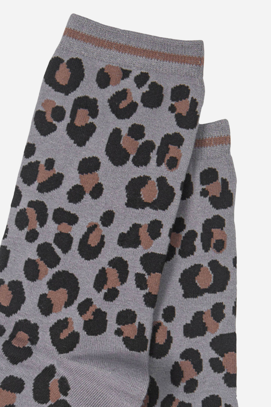 close up of the grey and beige leopard print pattern