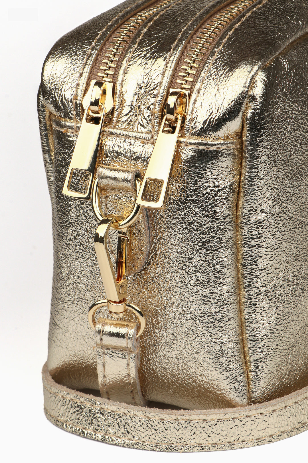 Naomi - Italian Leather Crossbody Bag - Gold, Metallic