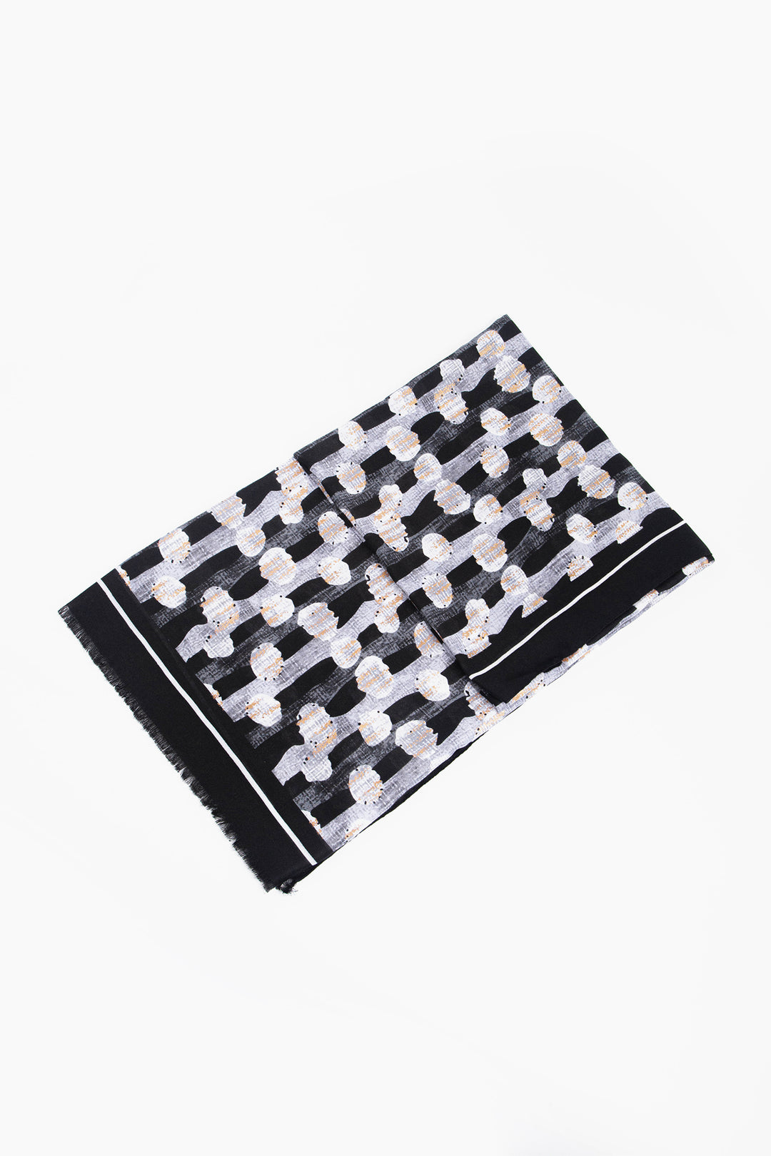 lightweight-scarf-black-gold-spots-metallic-folded