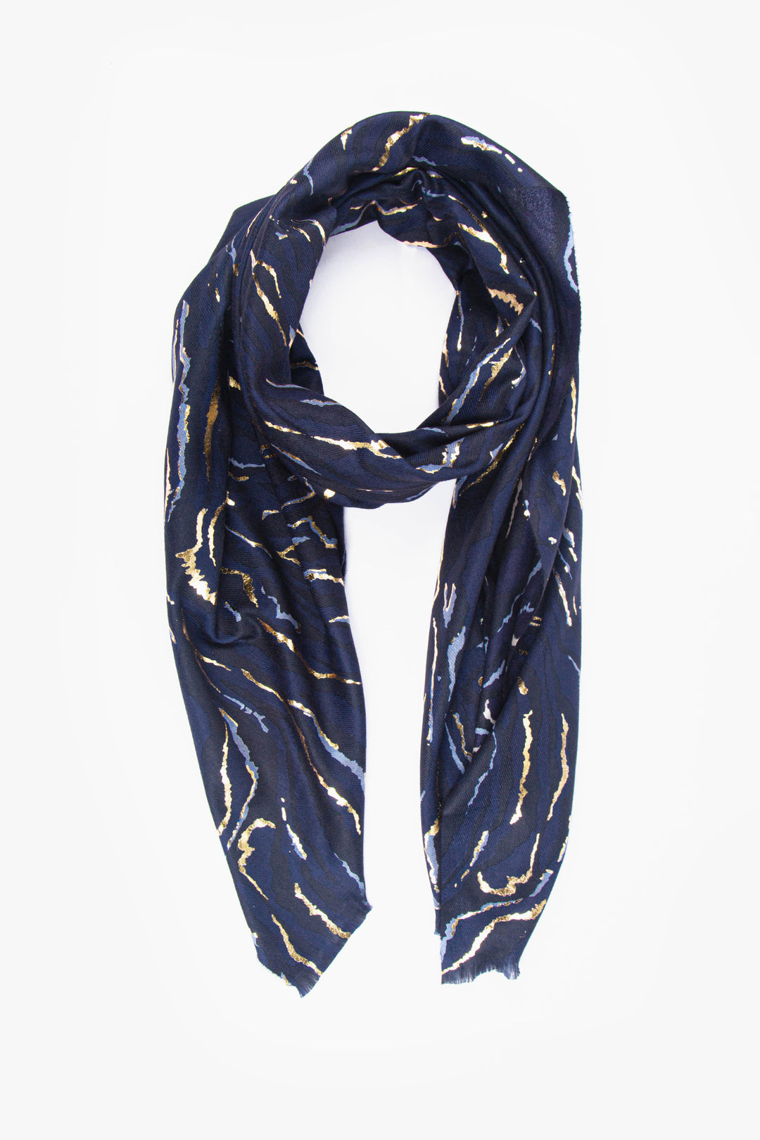 Blue Abstract Zebra Print Lightweight Scarf