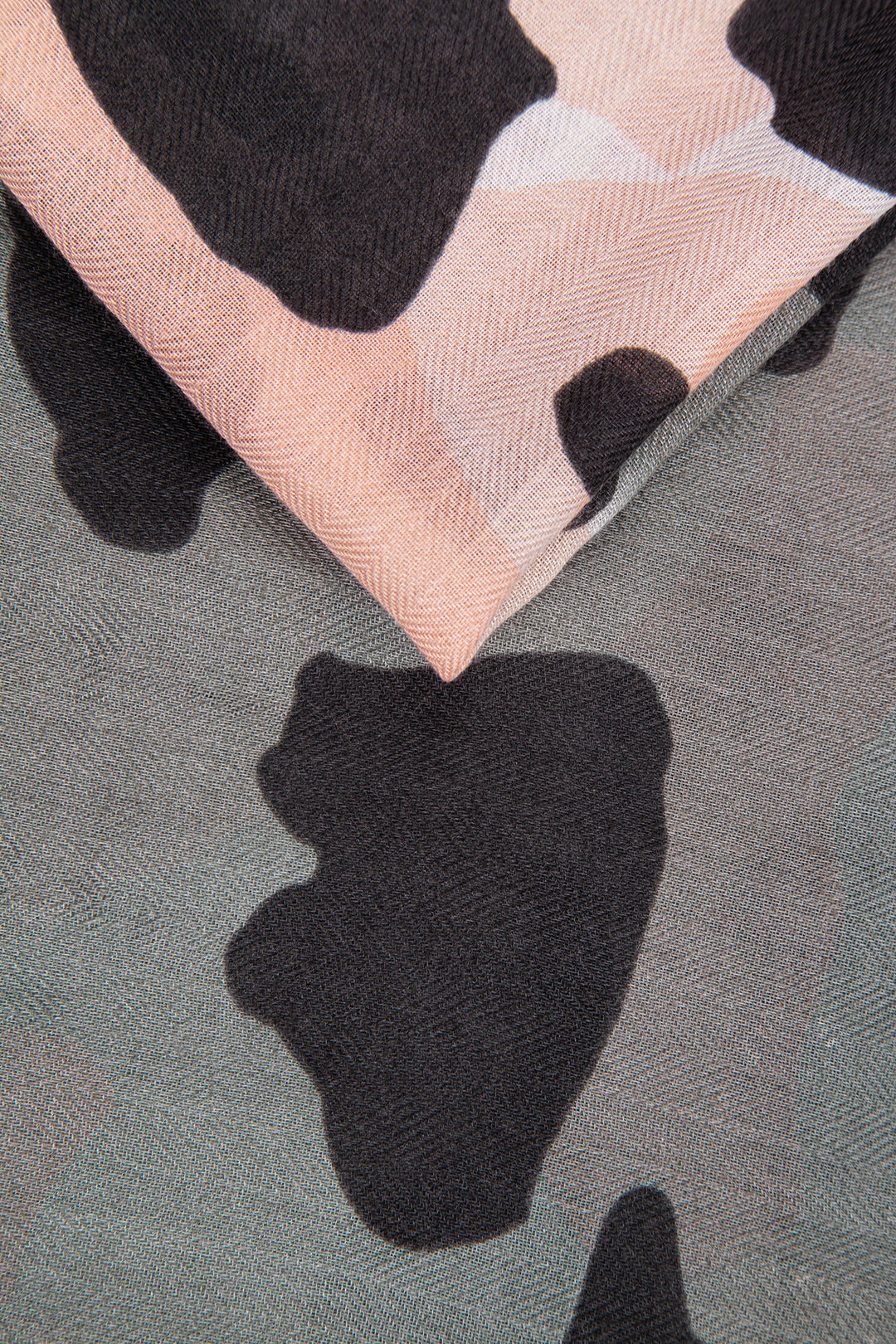 Khaki Light Pink Ombre Scarf with Colour Blot Print
