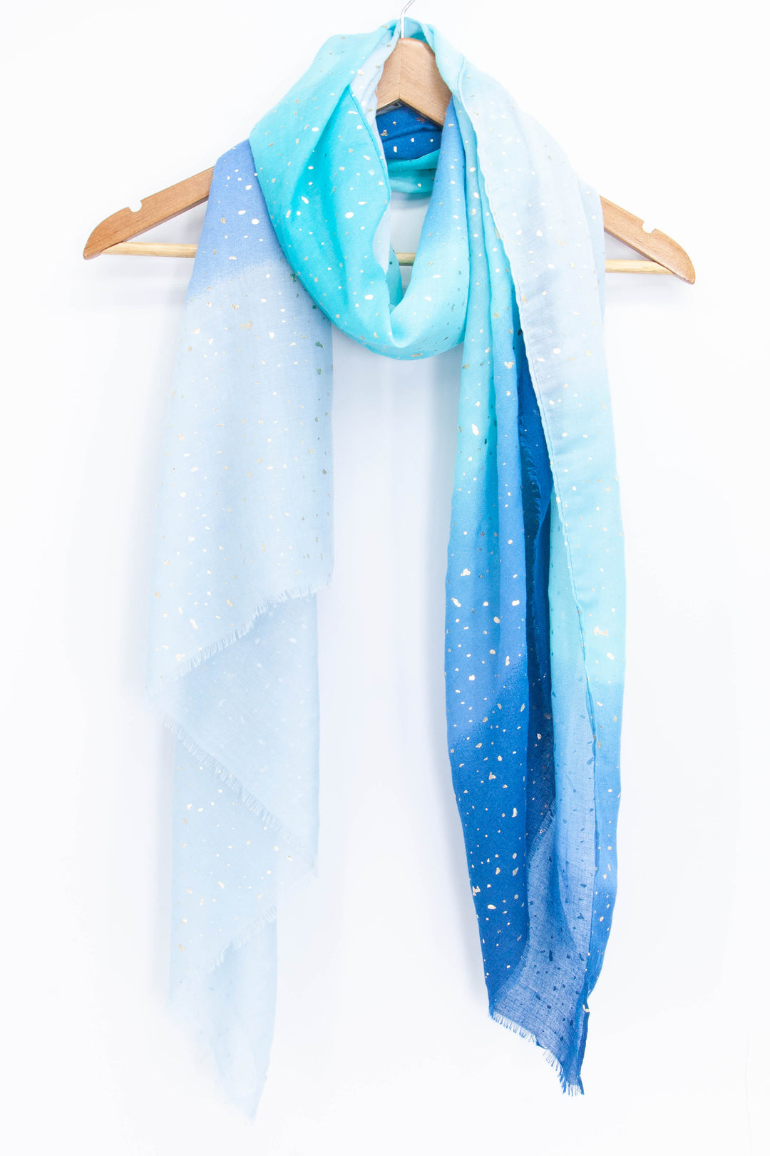 Ombre Stripes Scarf with Gold Metallic Highlights in Blue