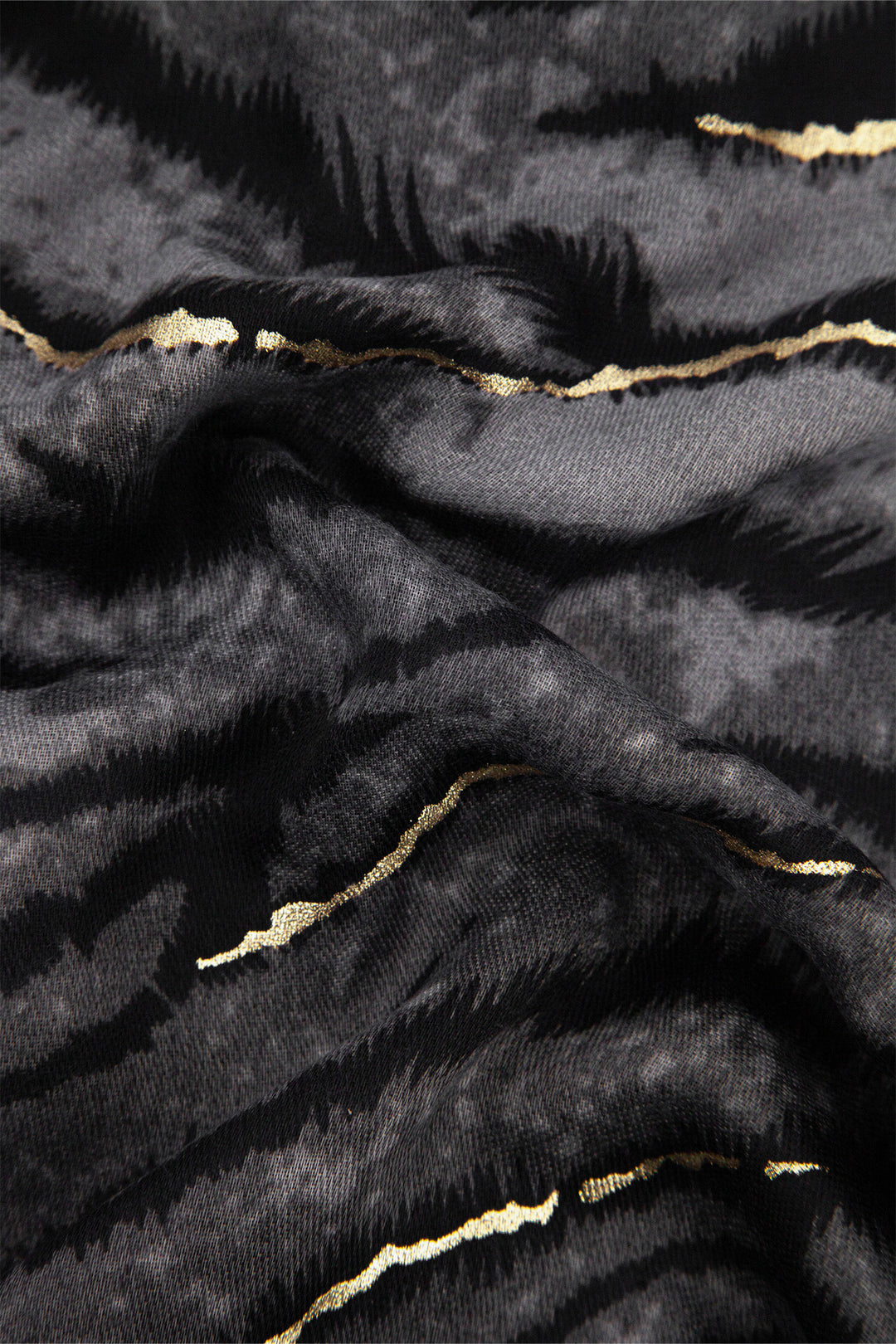 annika-grey-tiger-stripe-lightweight-scarf-close-up-pattern-gold-foil