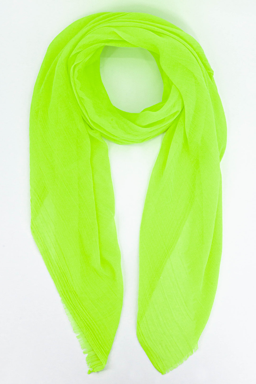 plain neon yellow lightweight summer scarf with a fringed edge