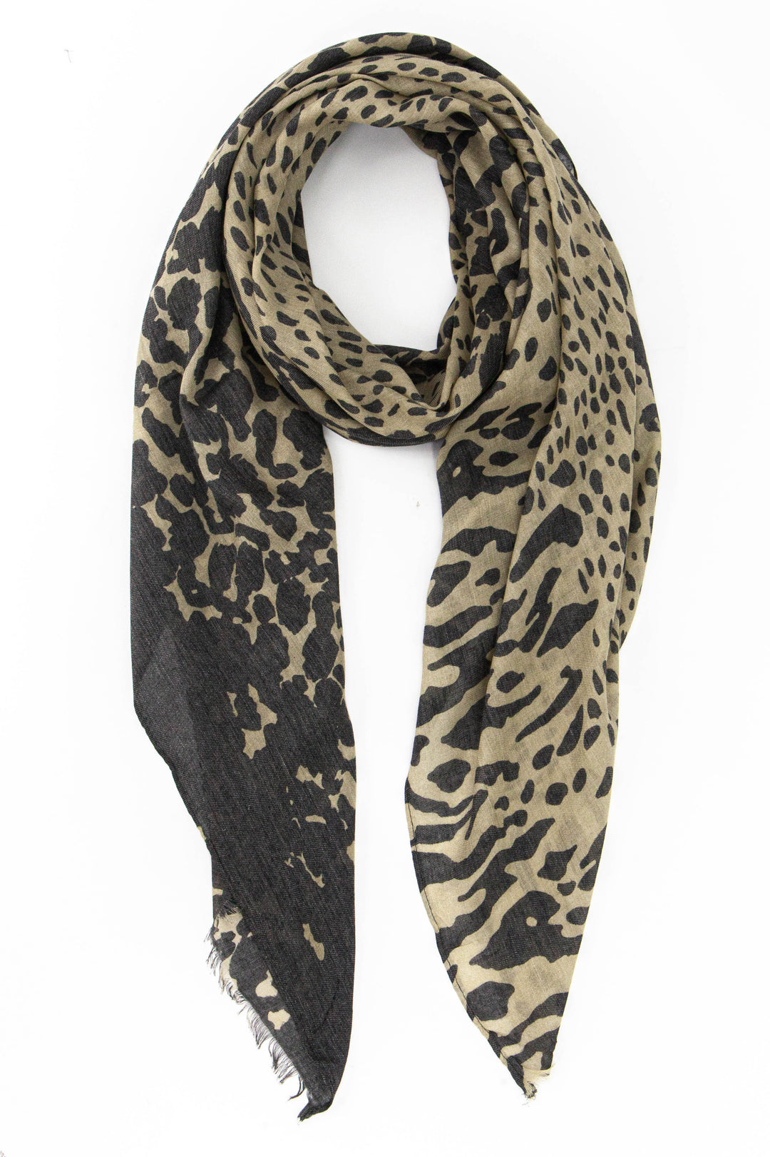 brown and beige ombre animal print lightweight scarf