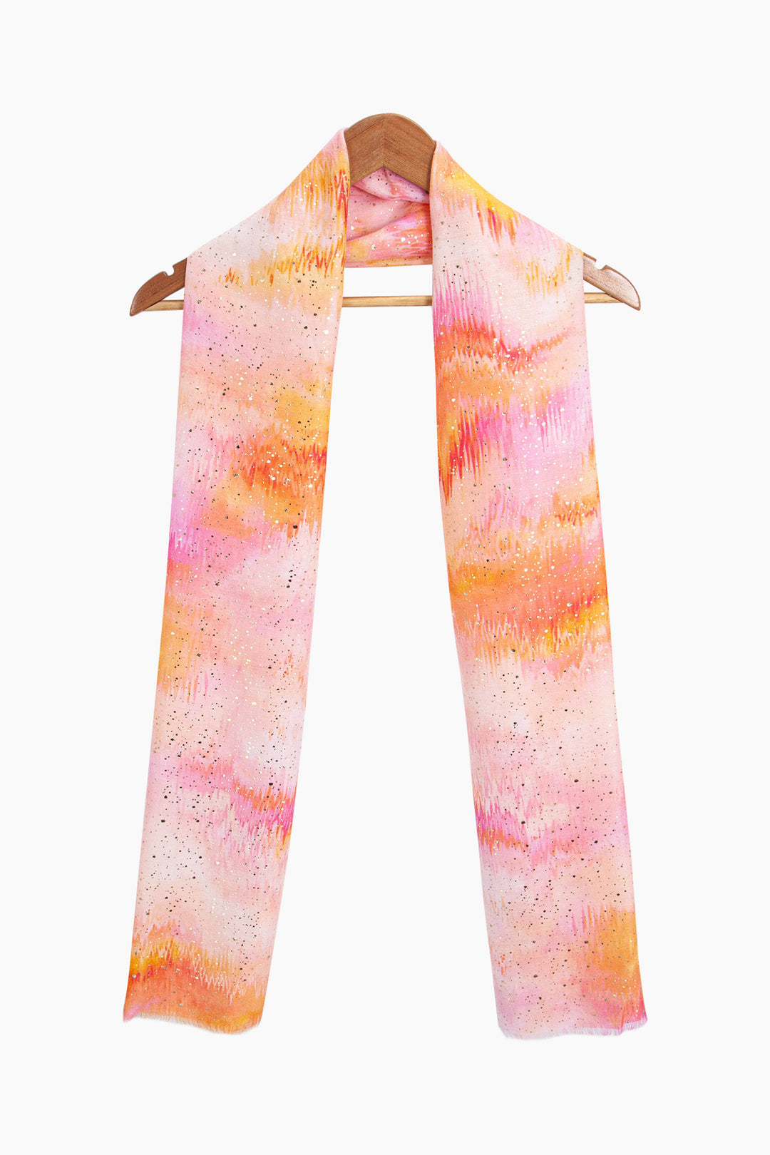 aurora-lightweight-scarf-pink-ombre-metallic-on-coat-hanger