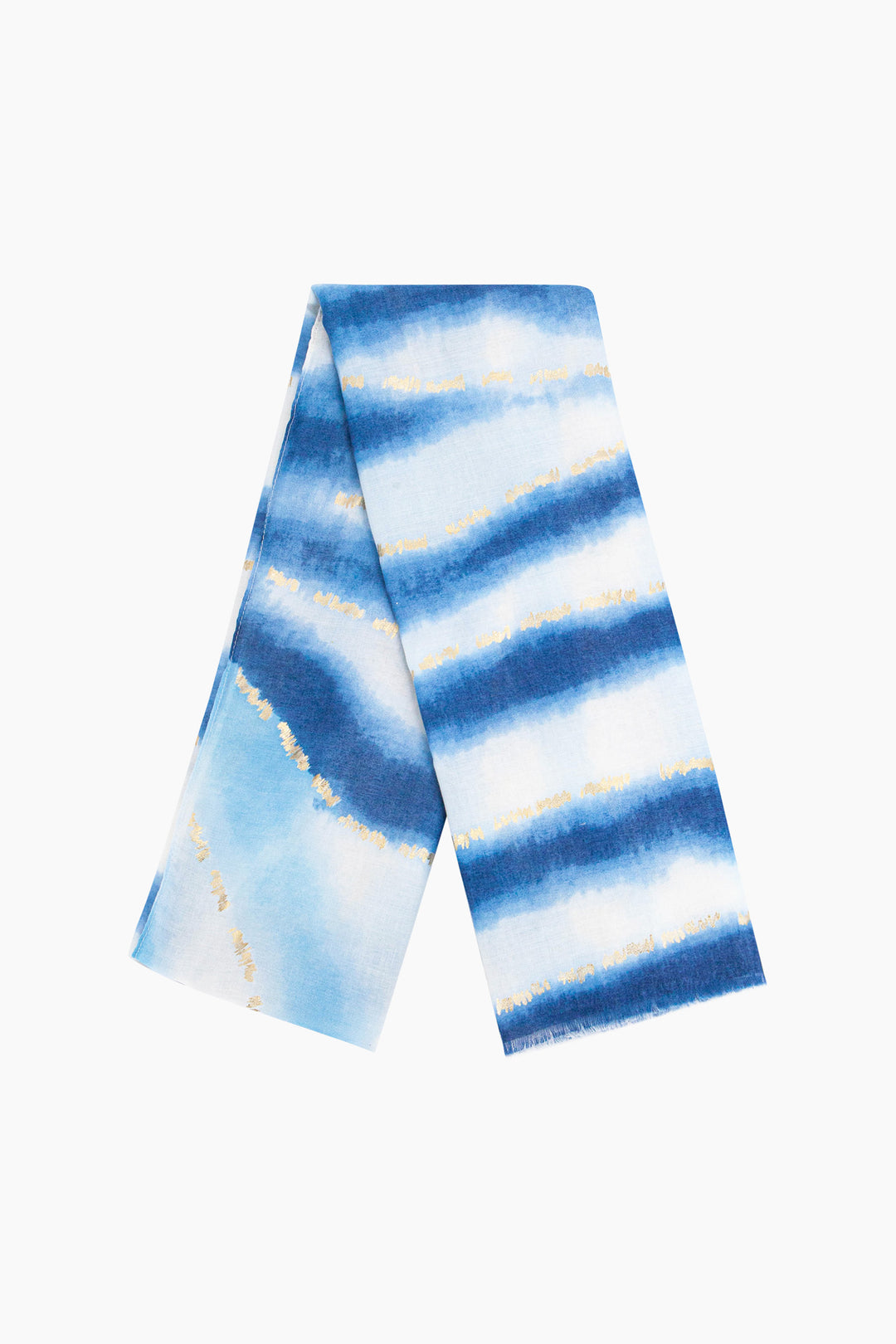 river-lightweight-scarf-blue-gold-metallic-stripe-folded