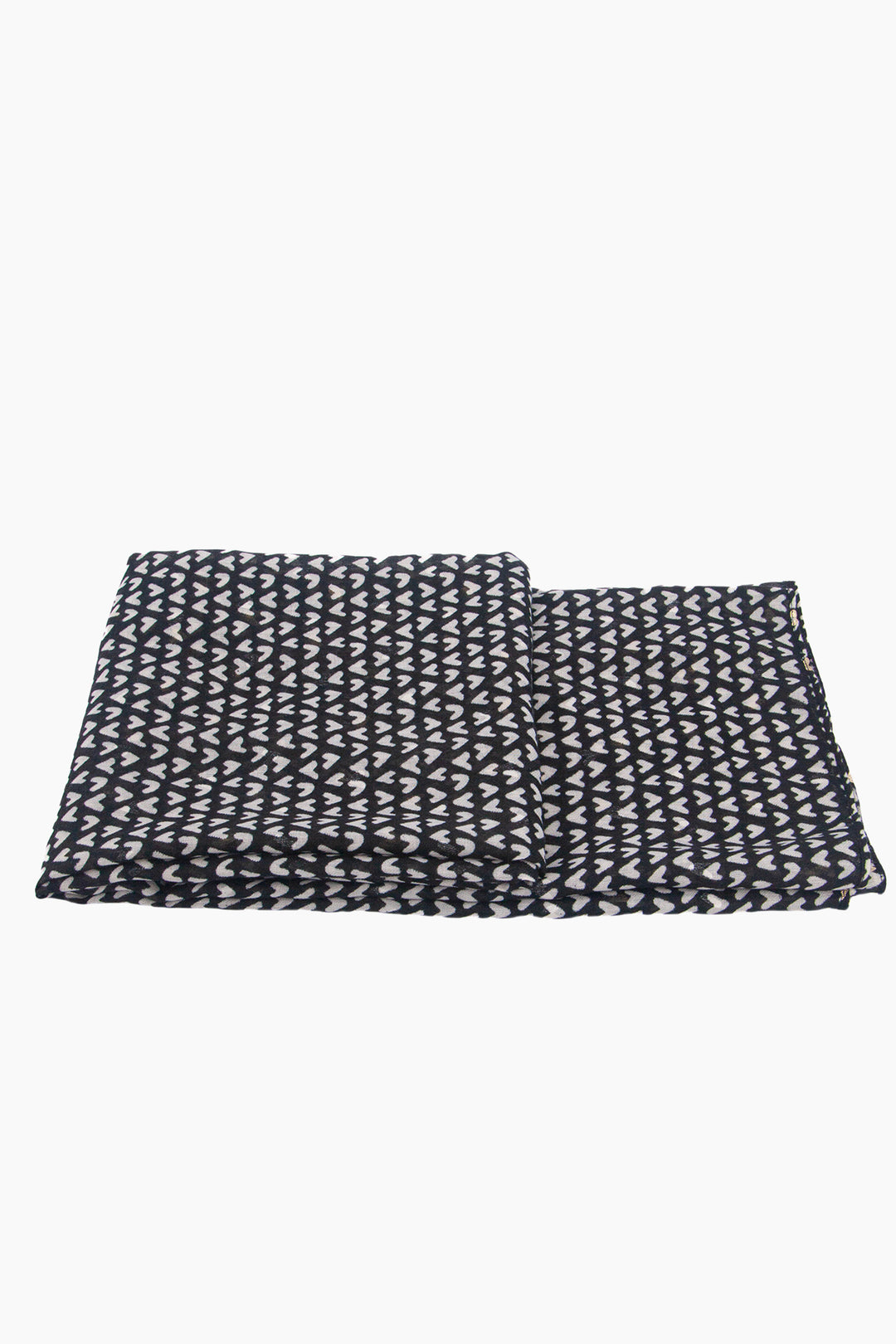 Rainie Black Metallic Hearts Lightweight Scarf