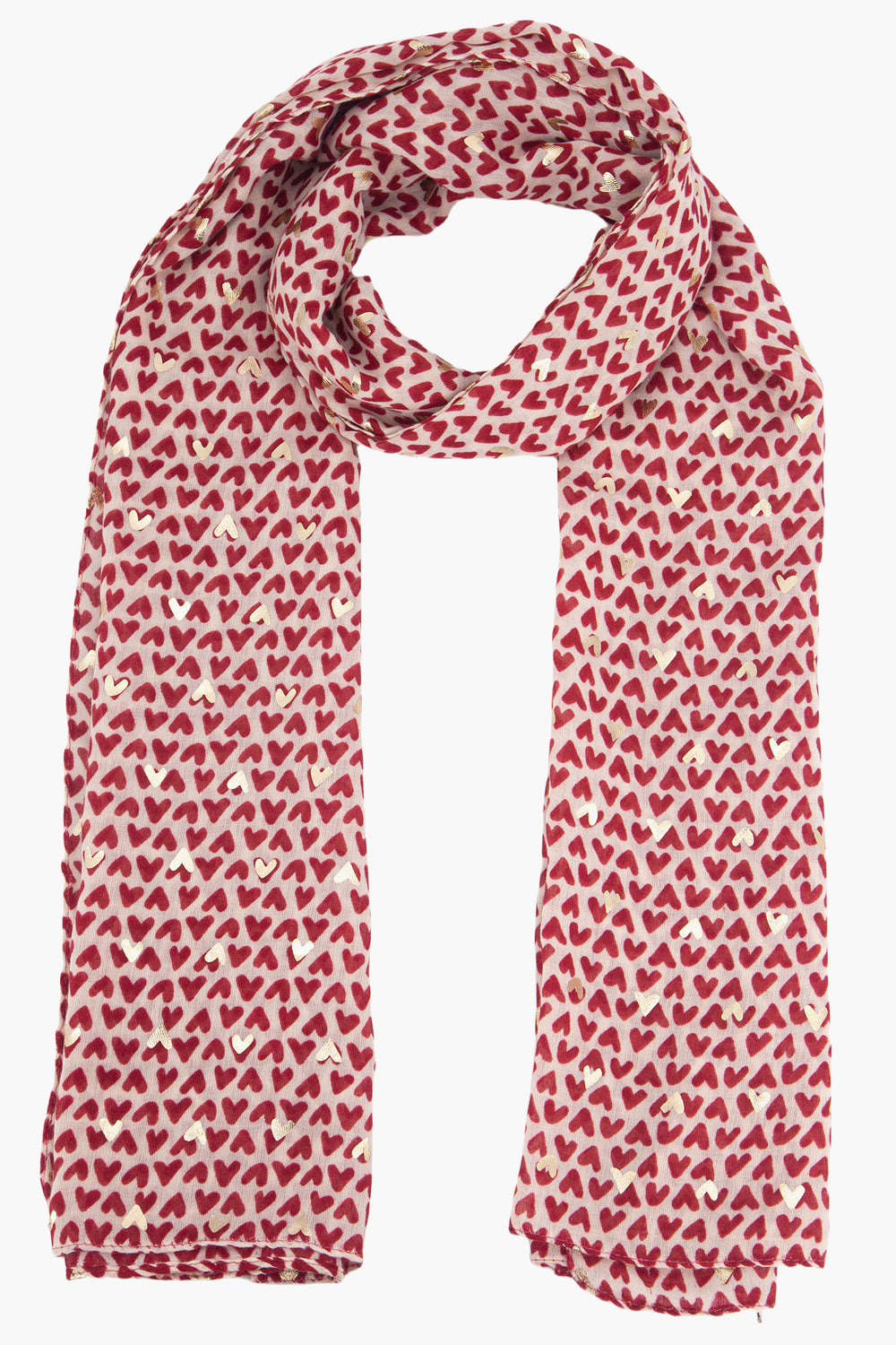 rainie-red-metallic-hearts-lightweight-scarf-gold-foil