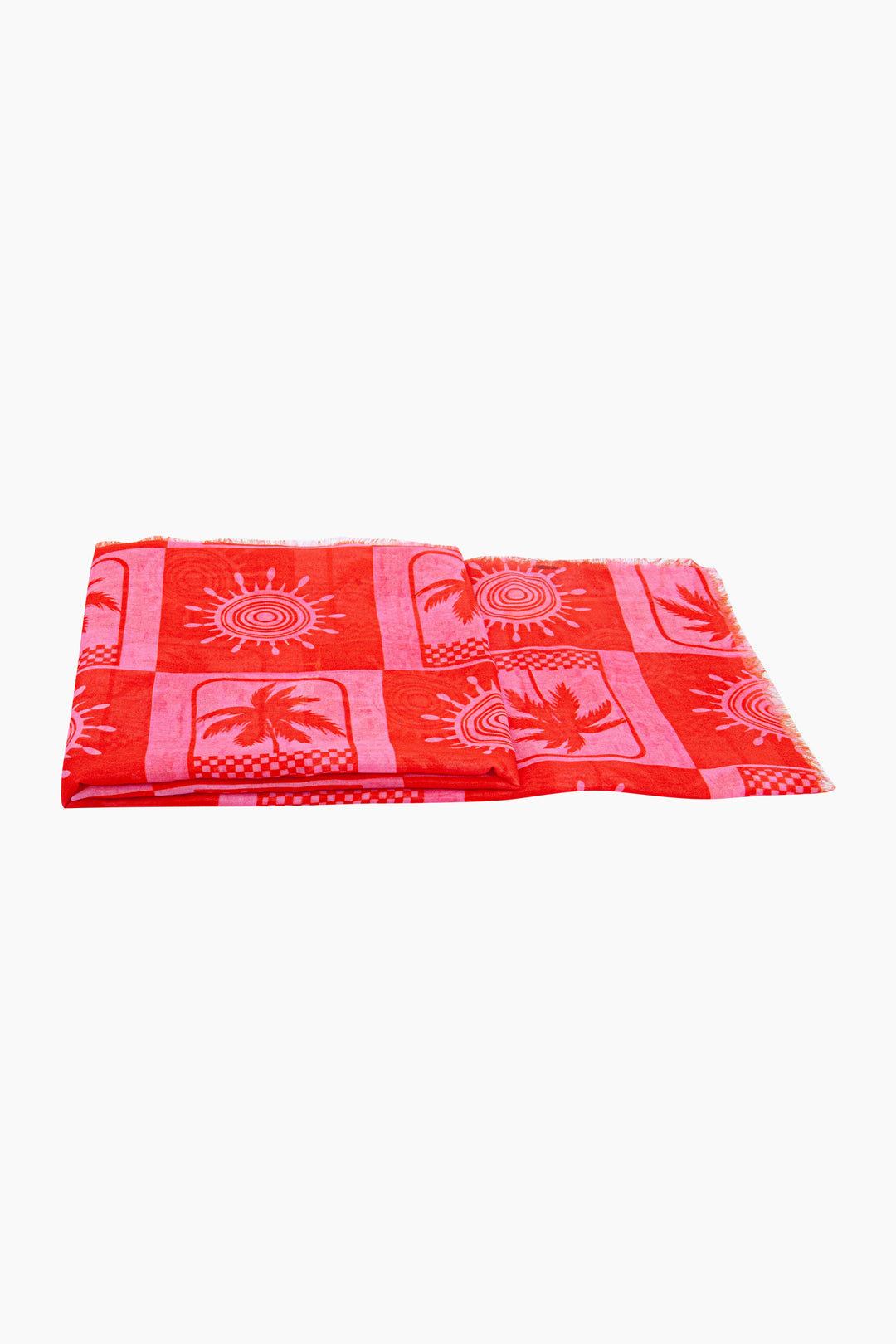 Palm-Tree-&-Suns-Lightweight-Scarf-in-Hot-Pink/Red-Side