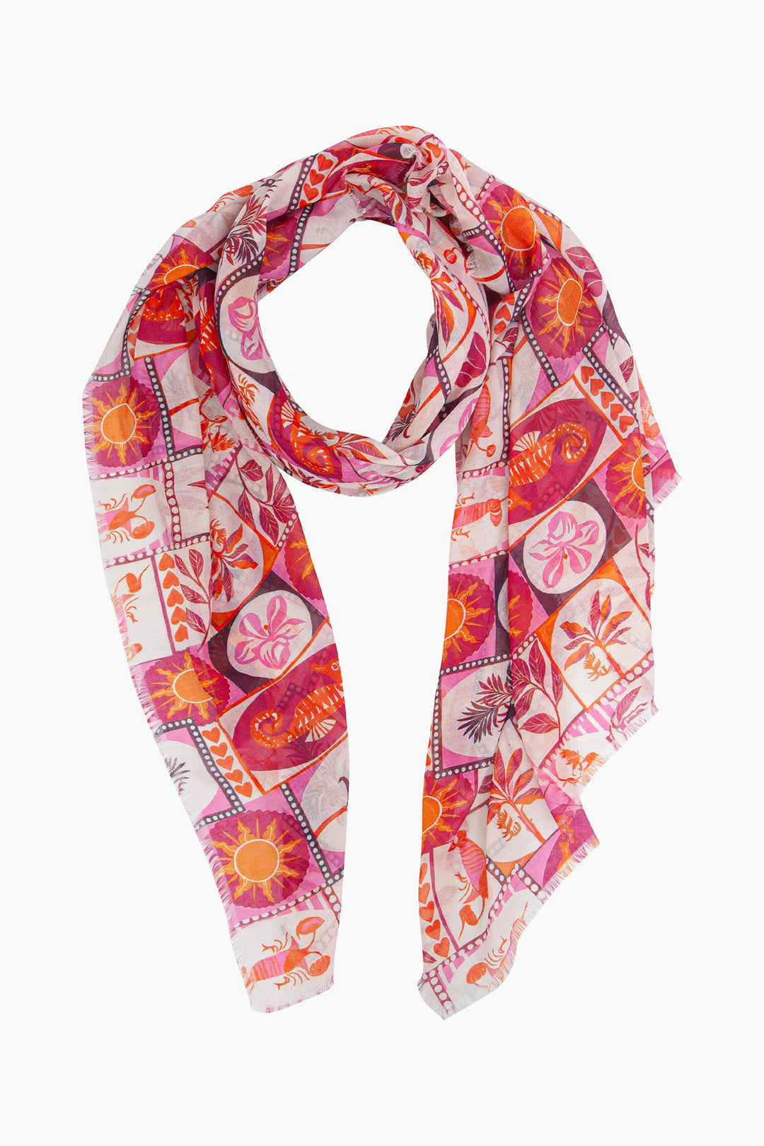 Postcard-Print-Lightweight-Scarf-in-Pink-Looped