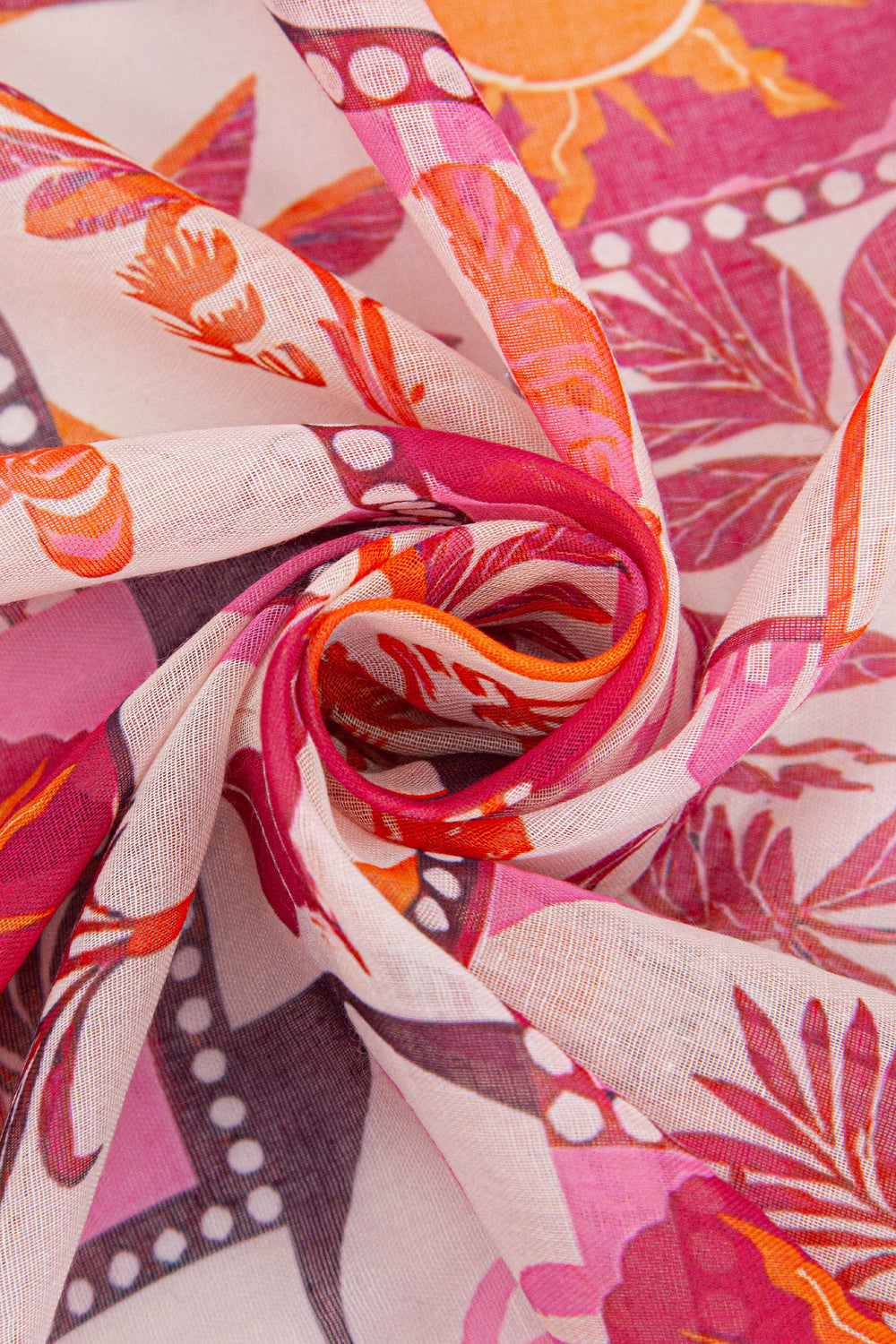 Postcard-Print-Lightweight-Scarf-in-Pink-Close-Up