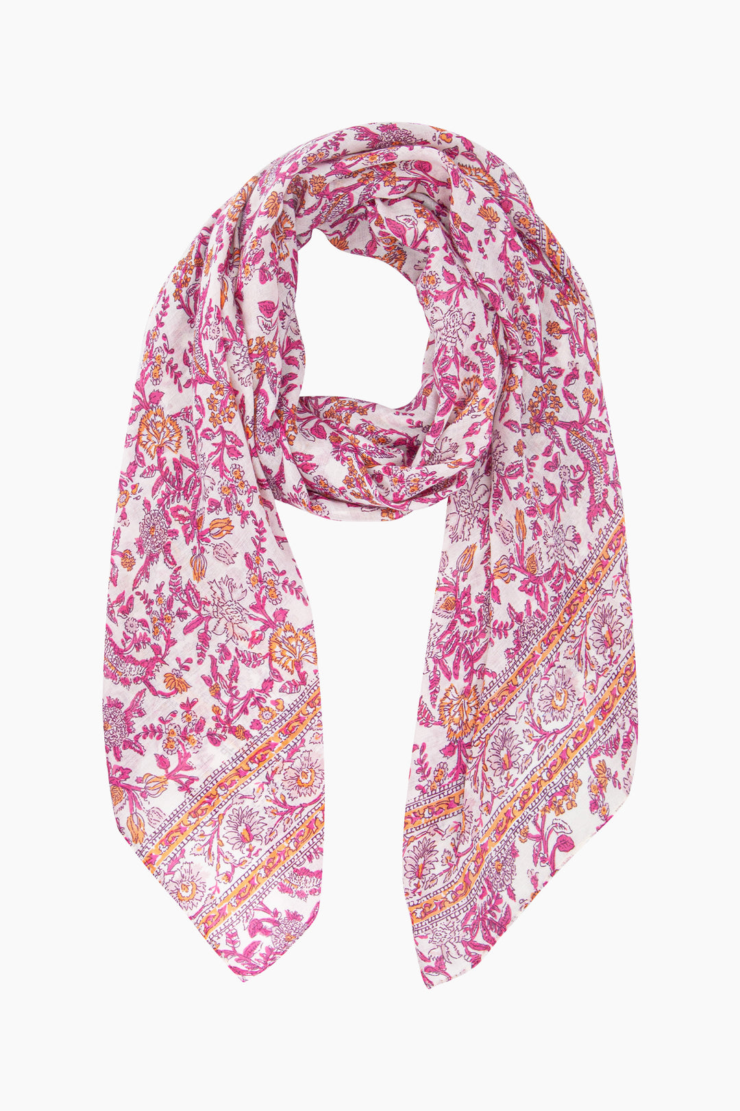 Delicate-Floral-Lightweight-Scarf-in-Pink-Front