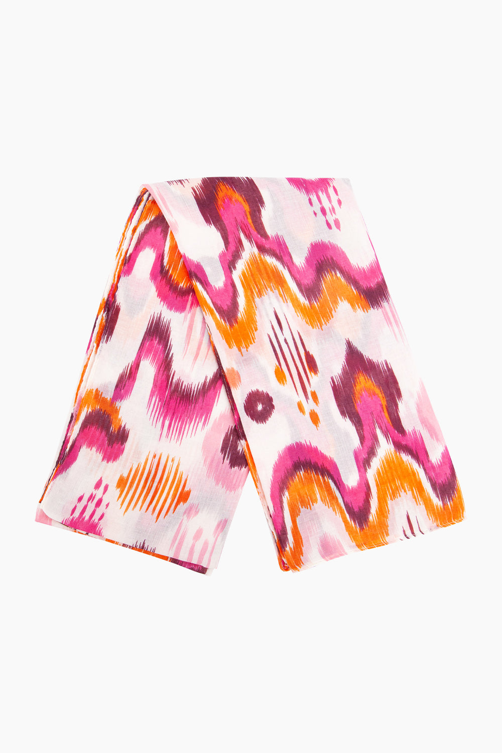 Ikat-Print-Lightweight-Scarf-in-Red-Folded