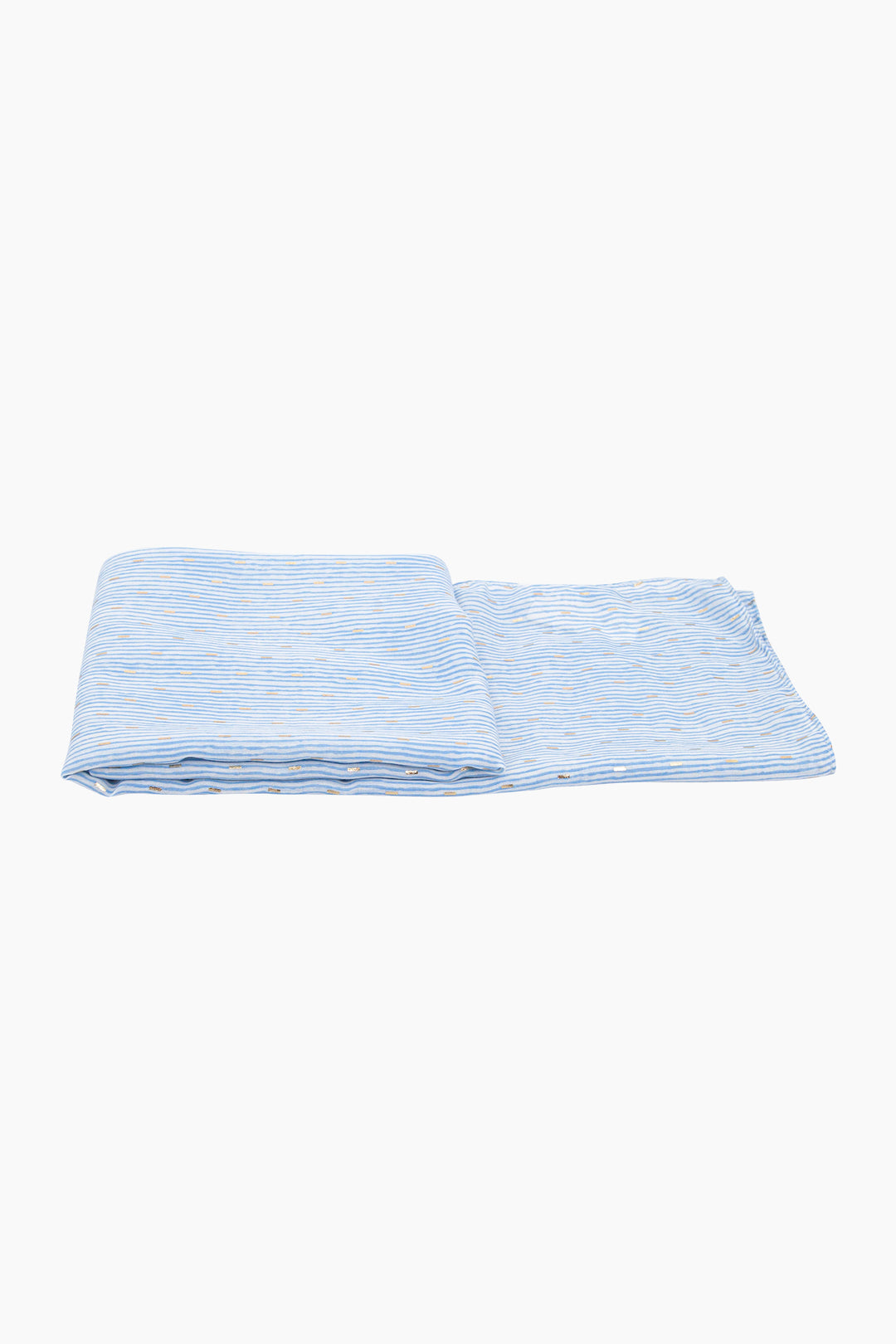 Gold-Matchstick-Print-Lightweight-Scarf-in-Blue-Folded-Flat