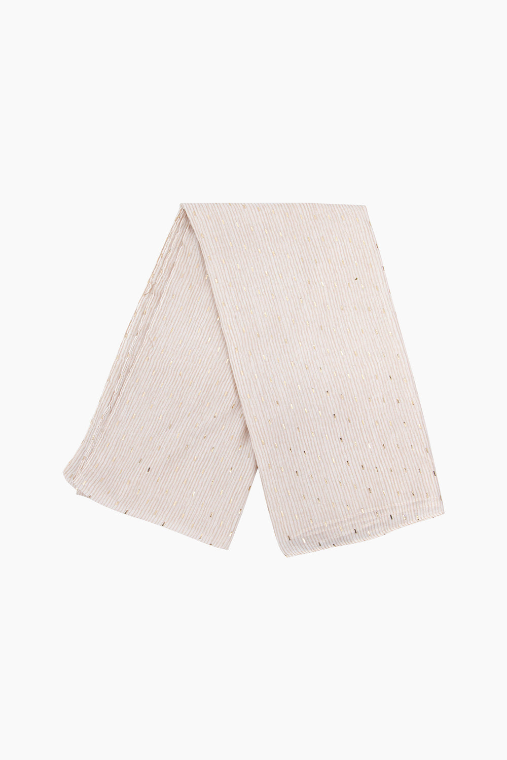 Gold-Matchstick-Print-Lightweight-Scarf-in-Cream-Folded