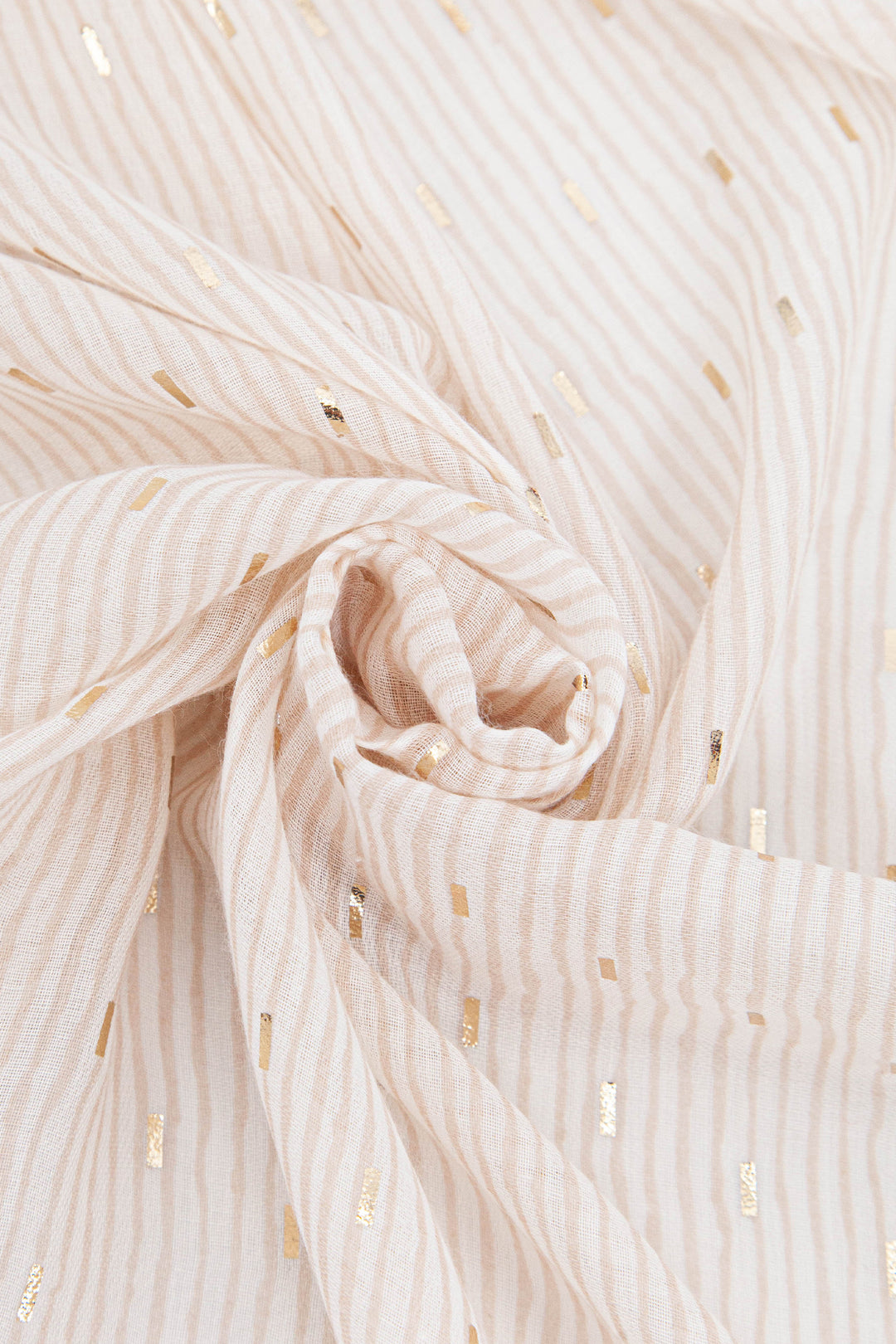 Gold-Matchstick-Print-Lightweight-Scarf-in-Cream-Closeup