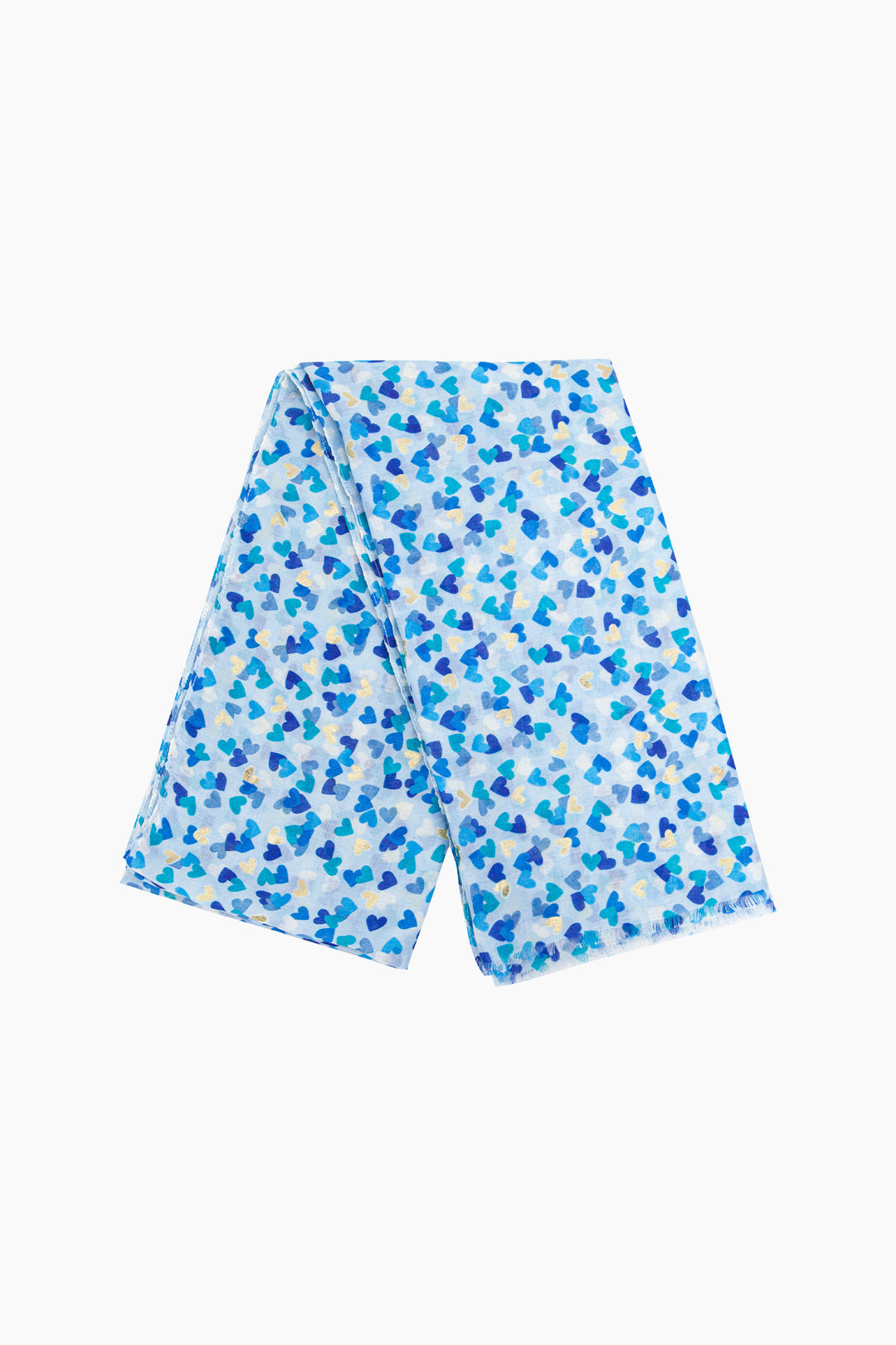 Heart-Print-Lightweight-Scarf-in-Blue-Folded