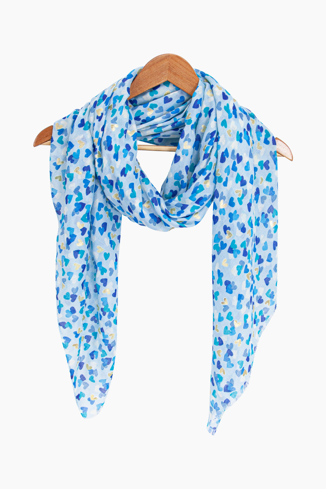 Heart-Print-Lightweight-Scarf-in-Blue-Draped
