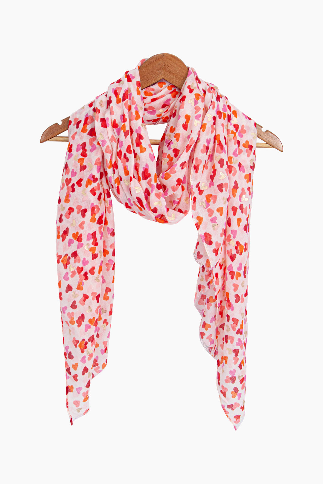 Heart-Print-Lightweight-Scarf-in-Red-Draped