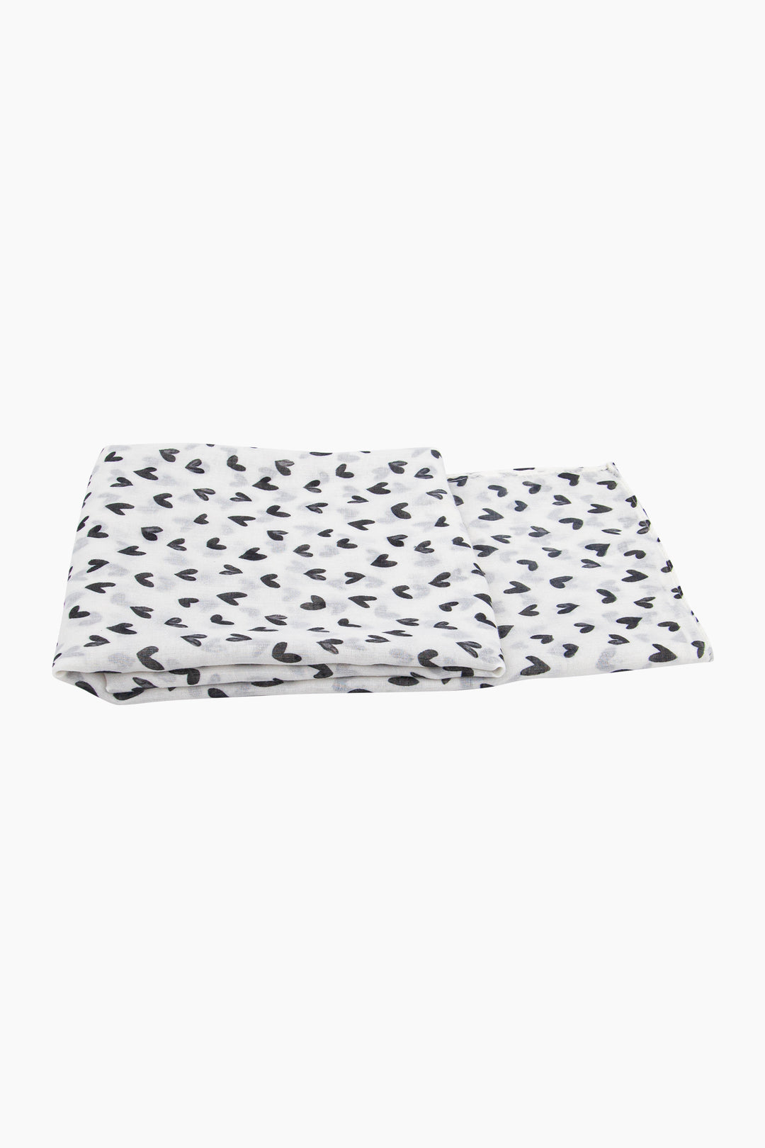 Heart-Print-Lightweight-Scarf-in-Cream/Black-Folded-Flat