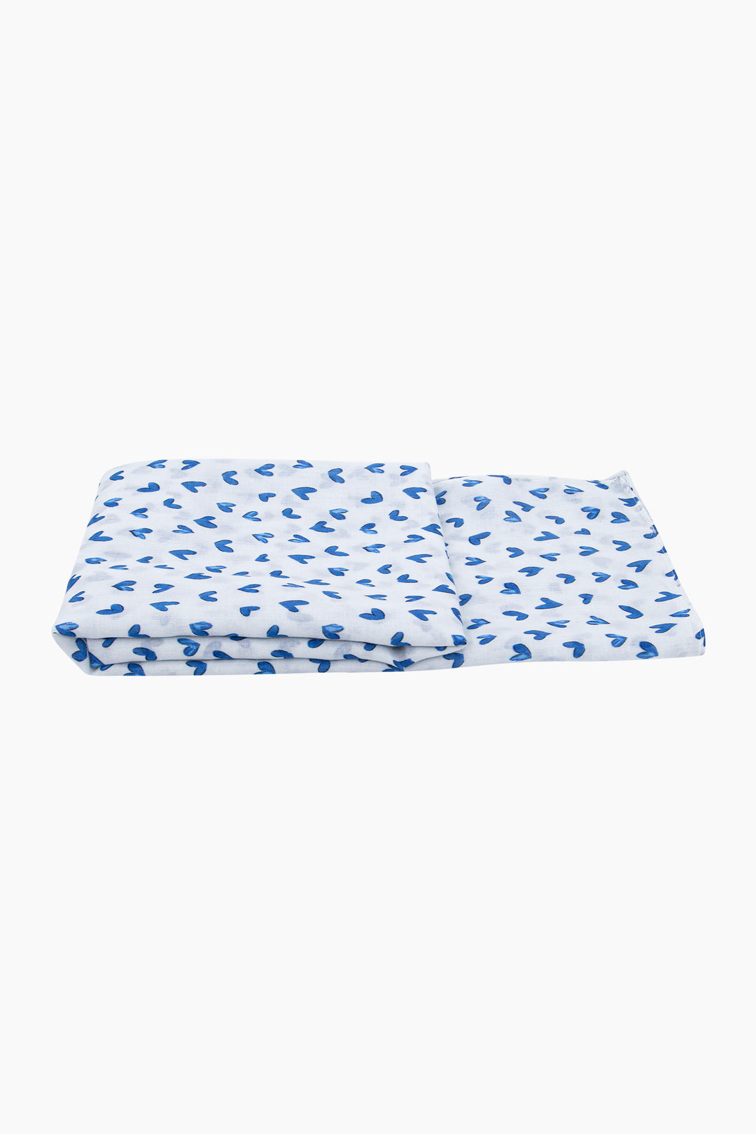 Heart-Print-Lightweight-Scarf-in-White/Blue-Folded-Flat
