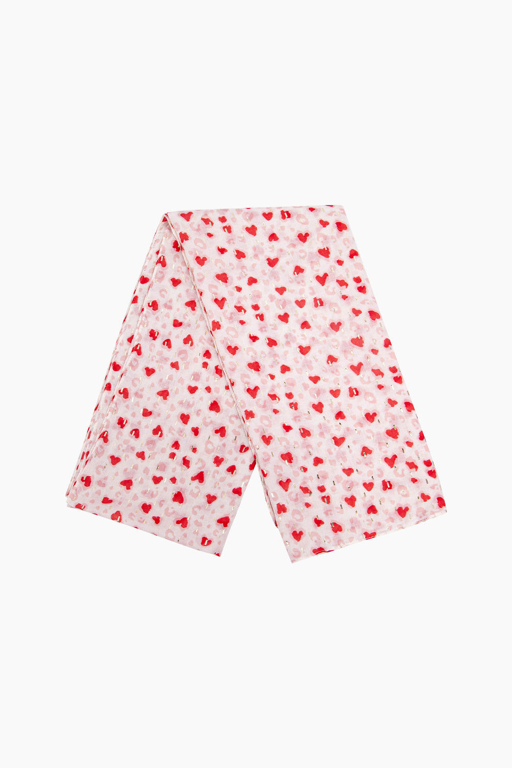 Heart-Print-Lightweight-Scarf-in-Red-Folded