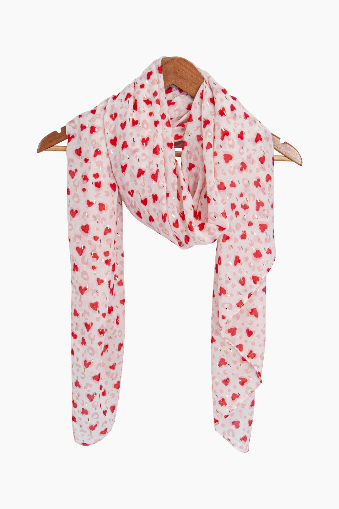 Heart-Print-Lightweight-Scarf-in-Red-Draped