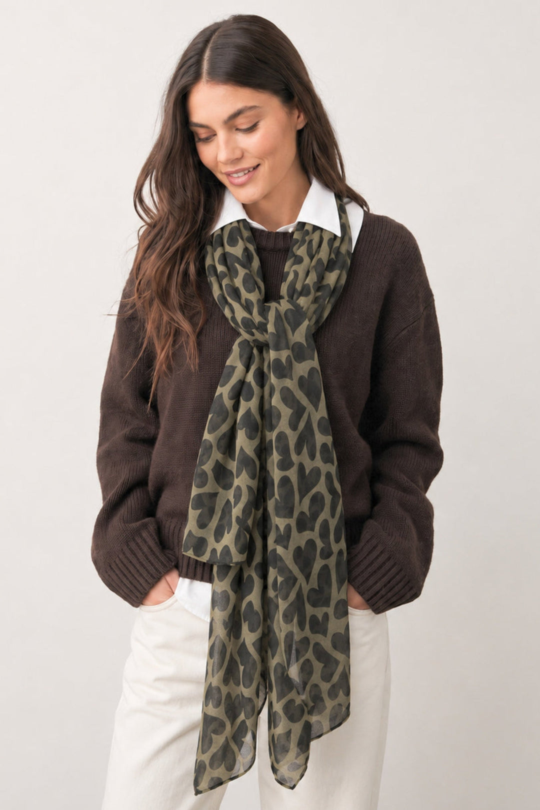 Heart-Print-Lightweight-Scarf-in-Khaki