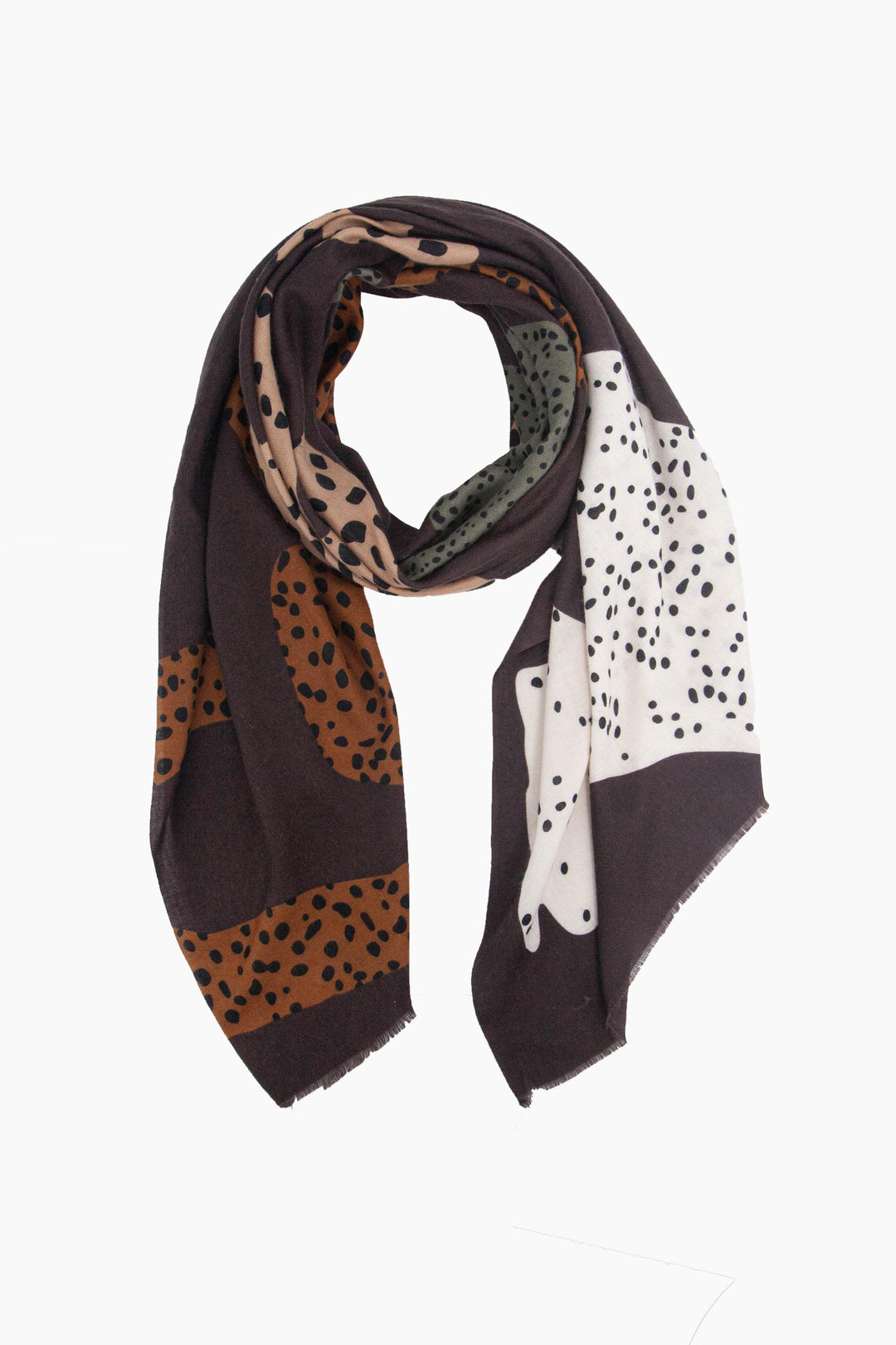 Animal-Spot-Lightweight-Scarf-in-Brown