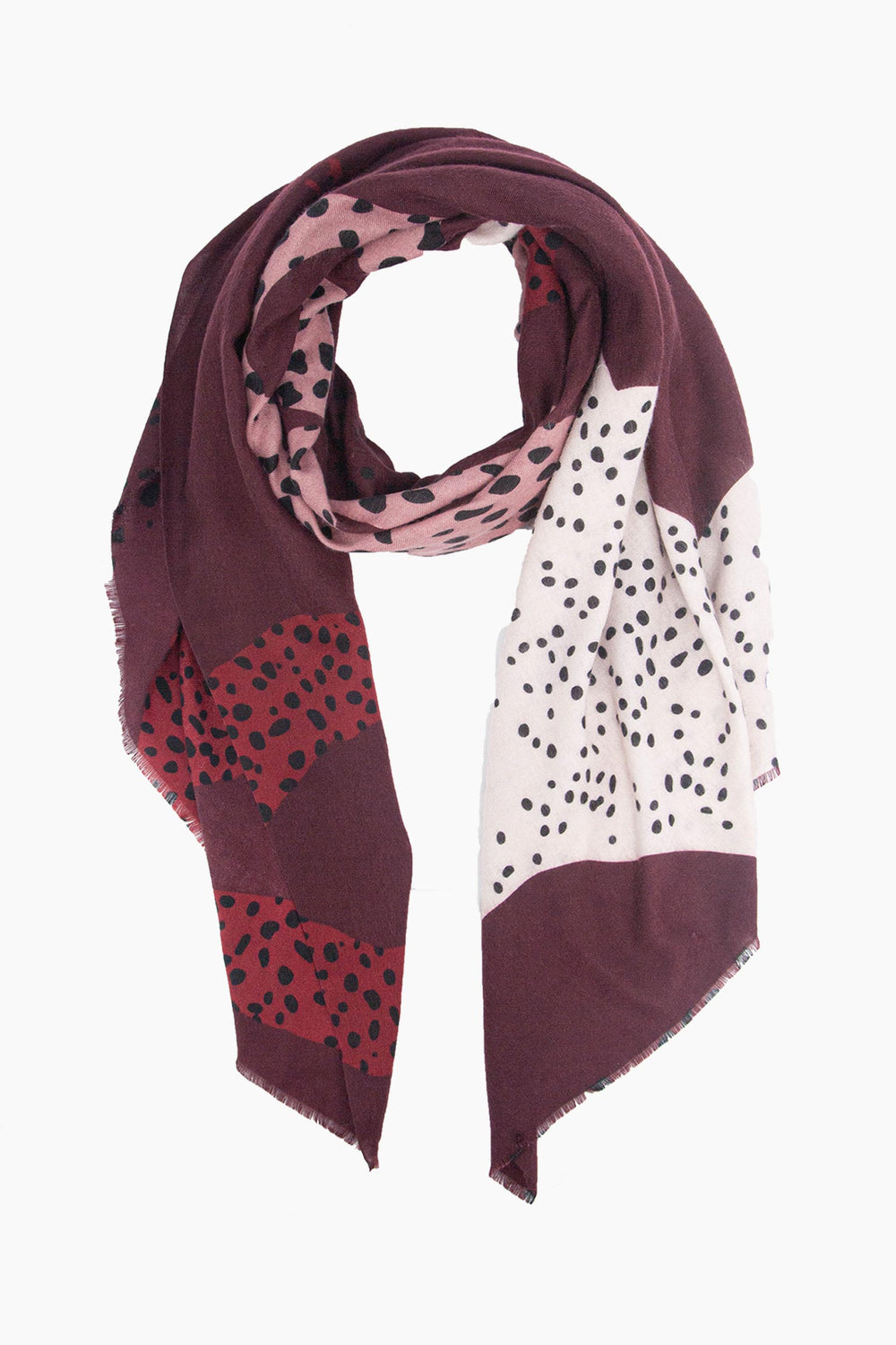 Animal-Spot-Lightweight-Scarf-in-Berry