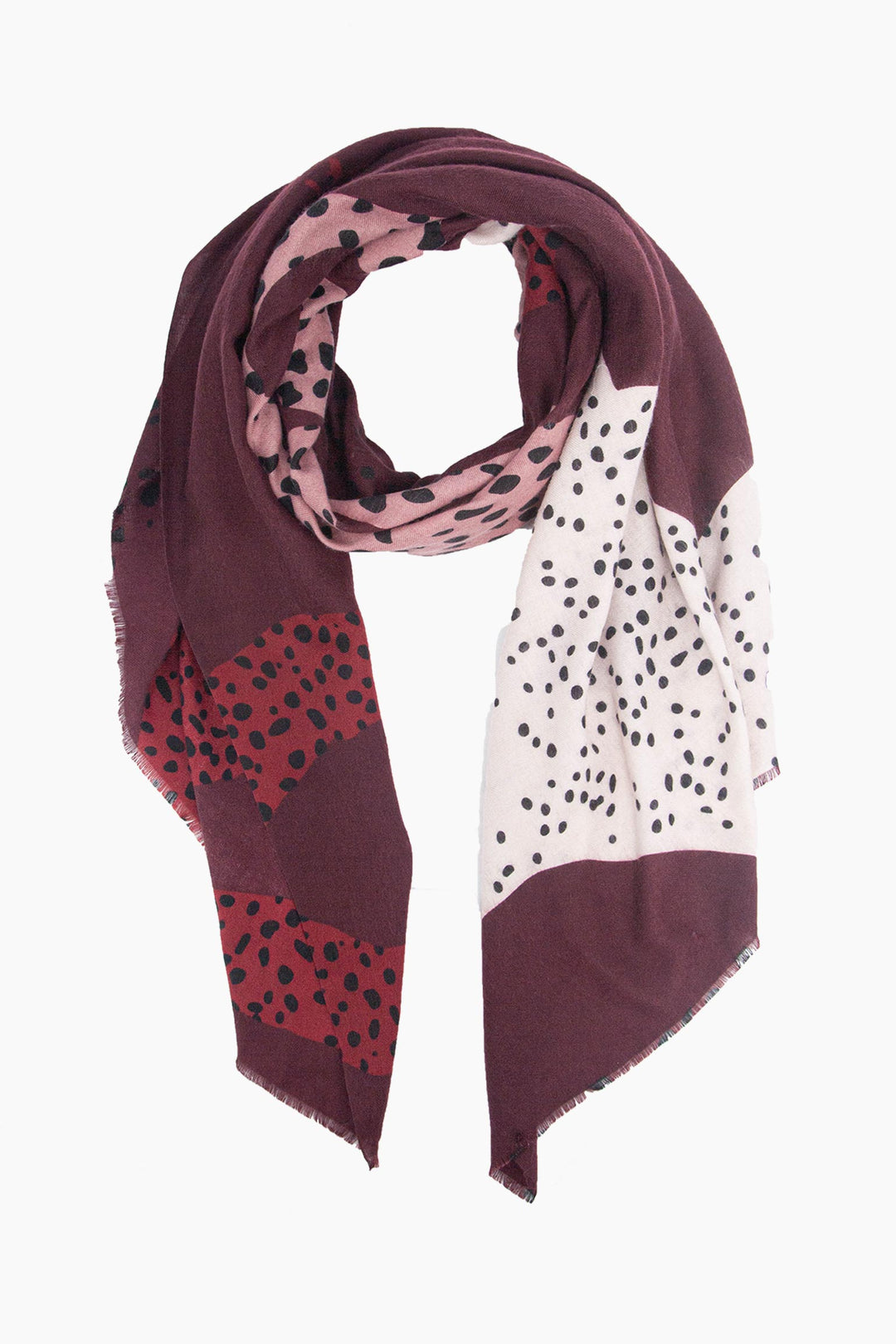 Animal-Spot-Lightweight-Scarf-in-Berry