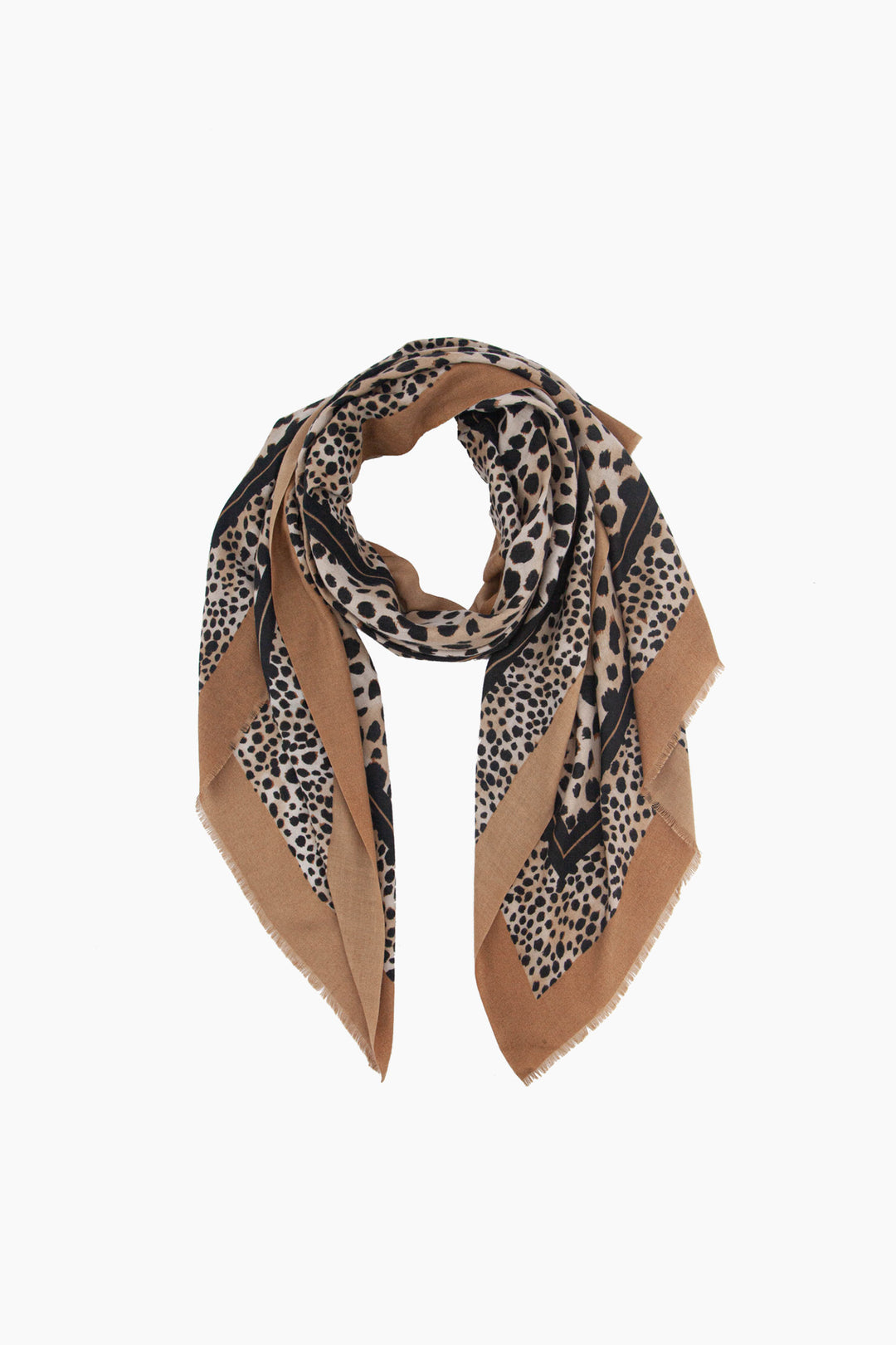 Tan Animal Spot Print Lightweight Scarf