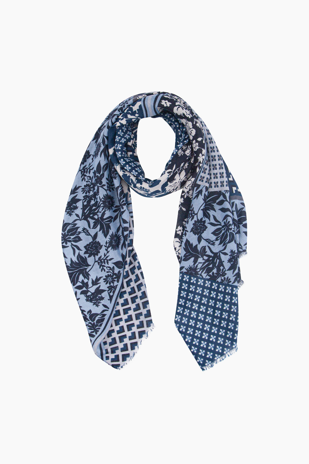 Floral Print Lightweight Scarf in Blue