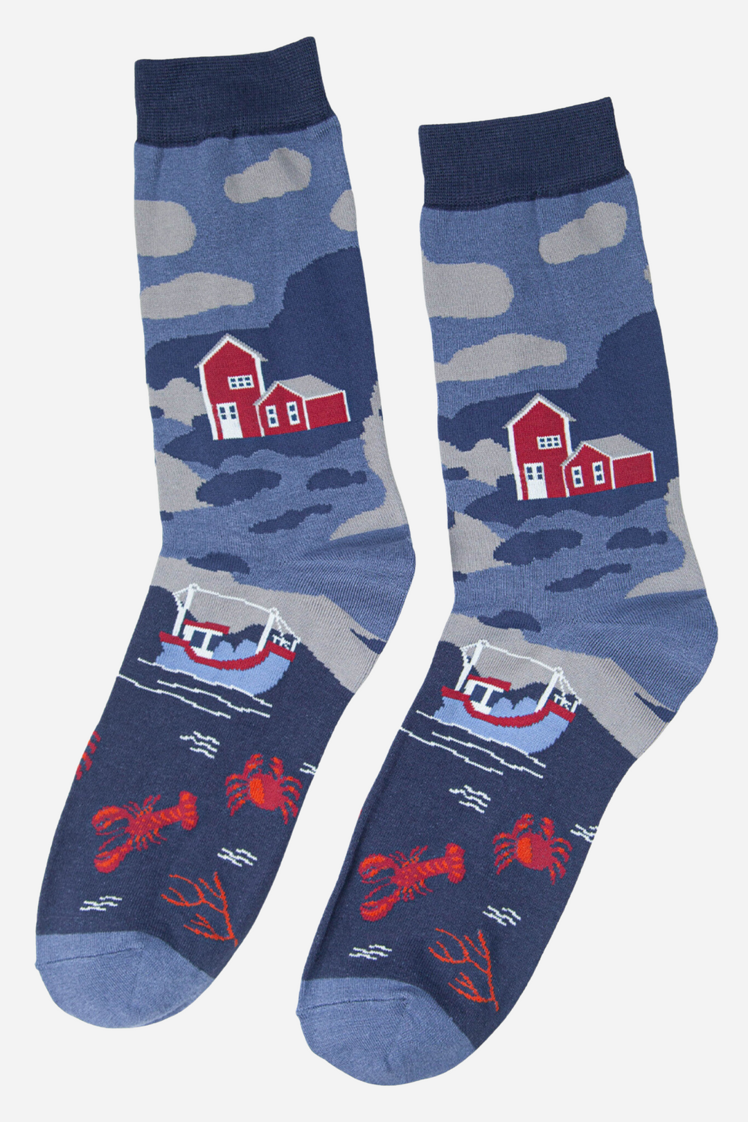 Men's Bamboo Socks -Blue, Harbour Lobsters