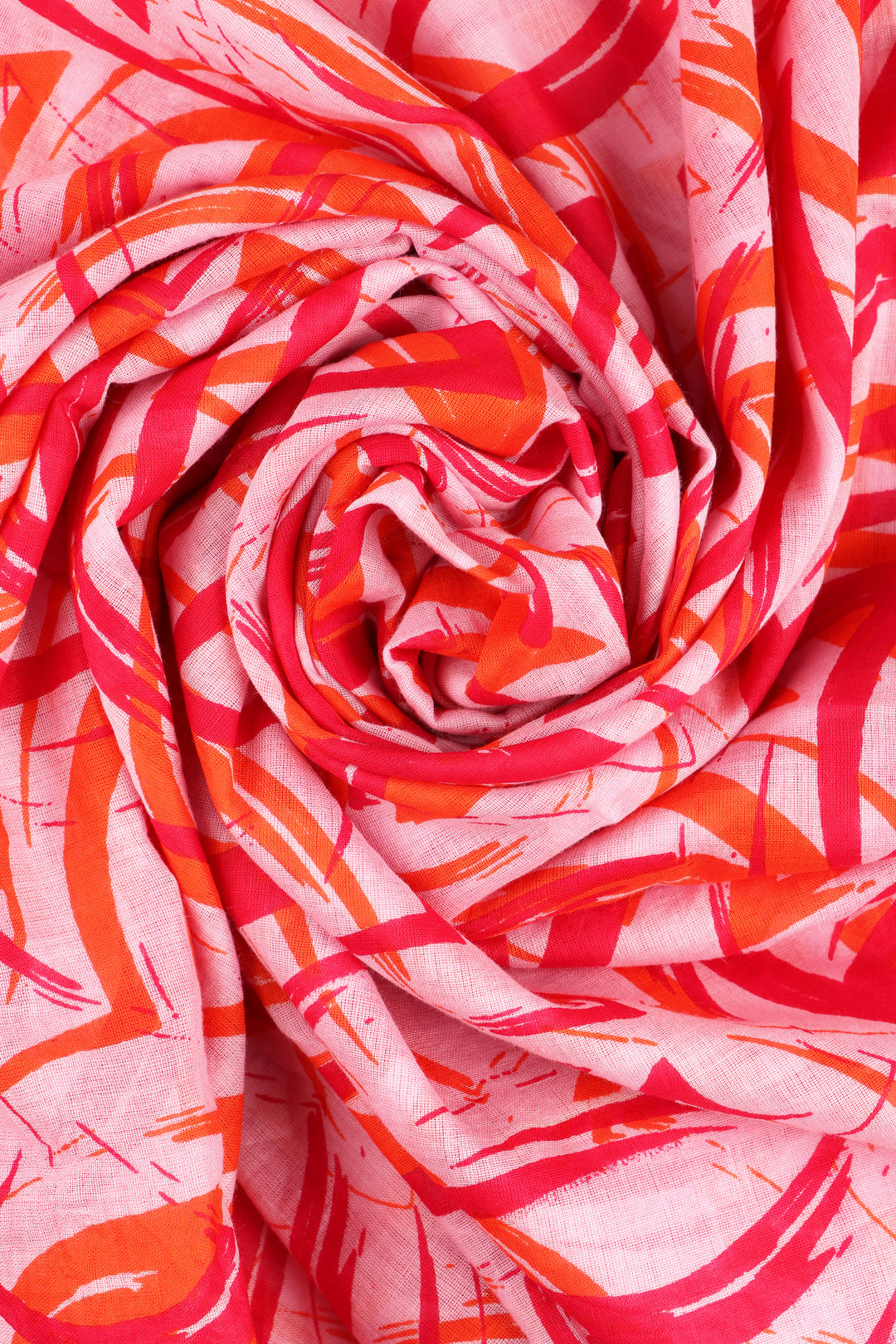 close up of the soft lightweight cotton material of the pink scarf