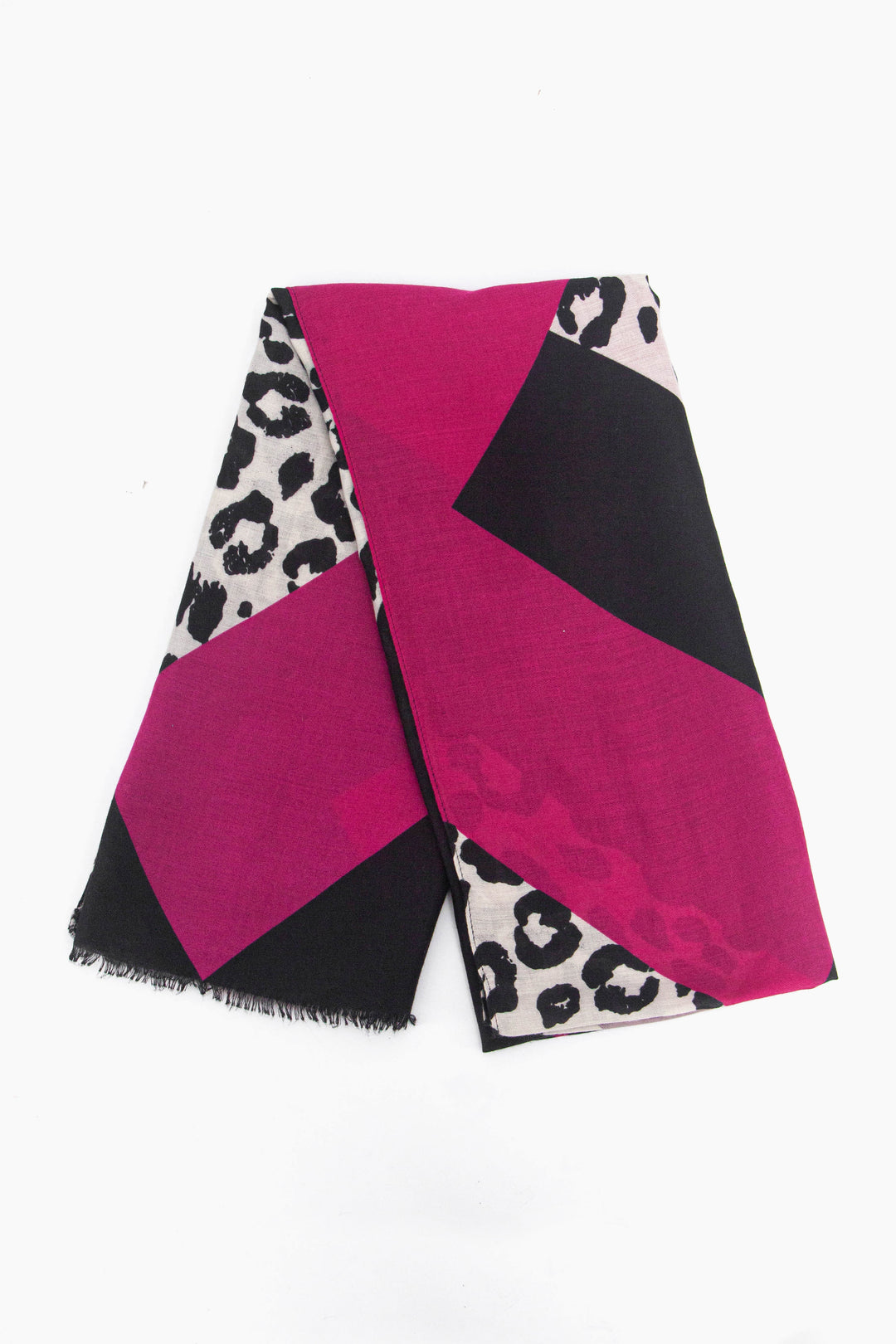 Patricia Lightweight Scarf - Fuchsia, Colour Block Leopard