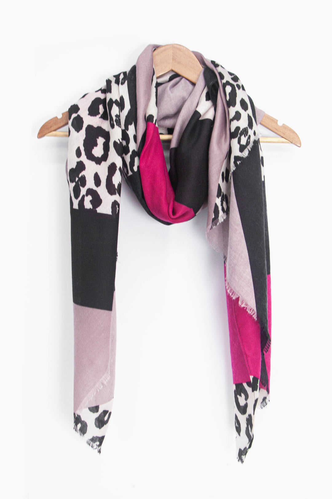 Patricia Lightweight Scarf - Fuchsia, Colour Block Leopard