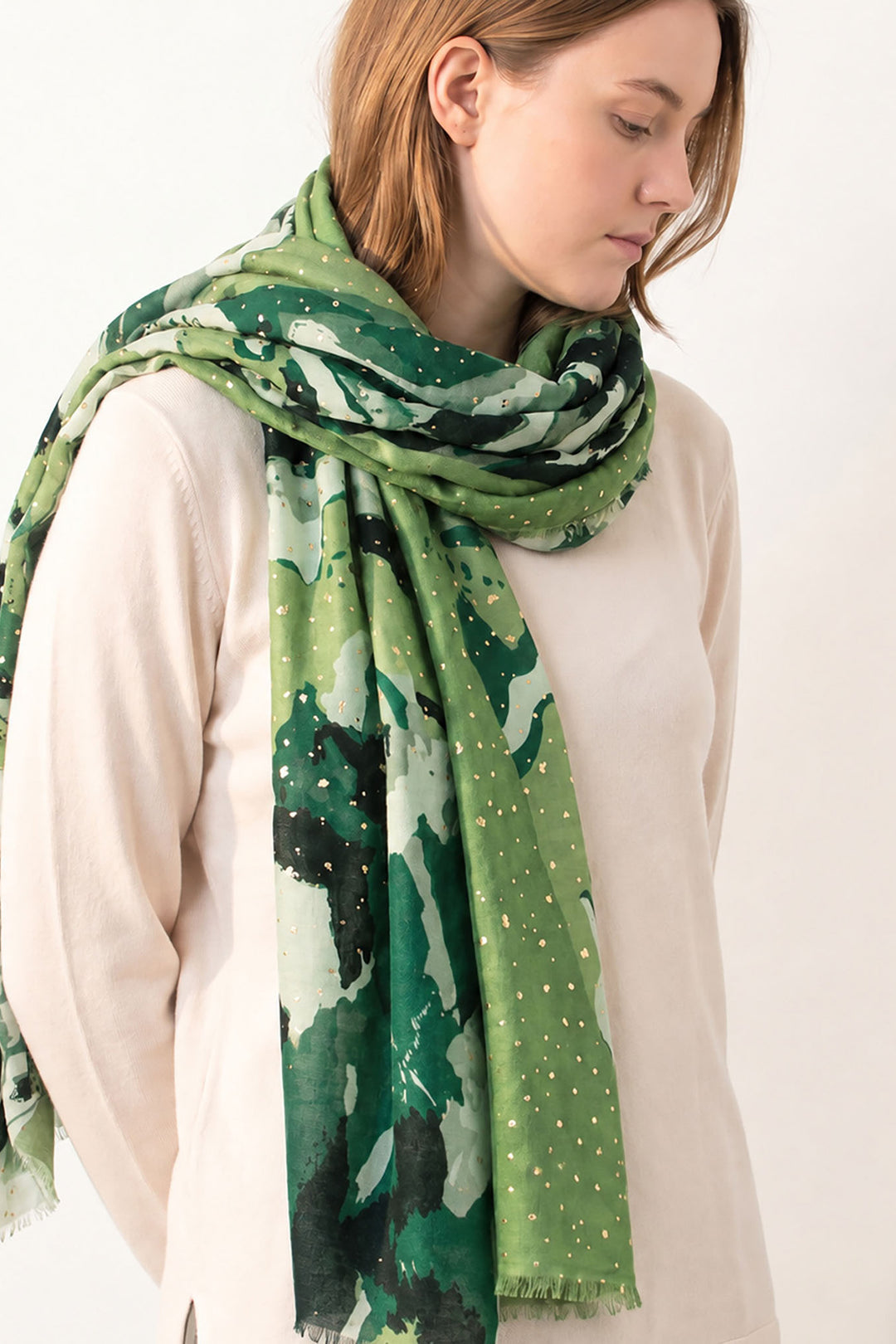 Leah-Lightweight-Scarf-Green-Geometric-Foil