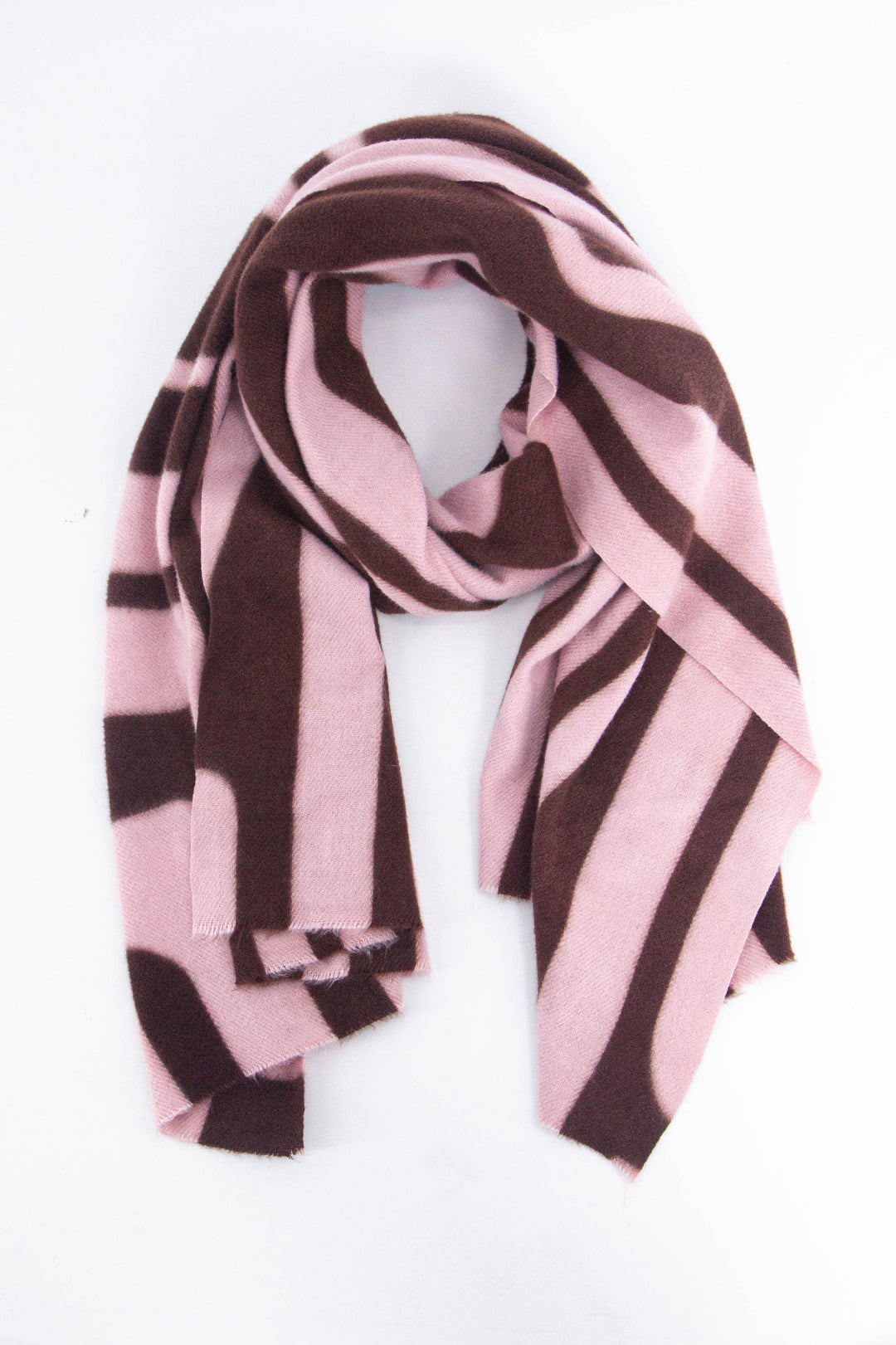 light pink and burgundy geometric stripe pattern midweight scarf