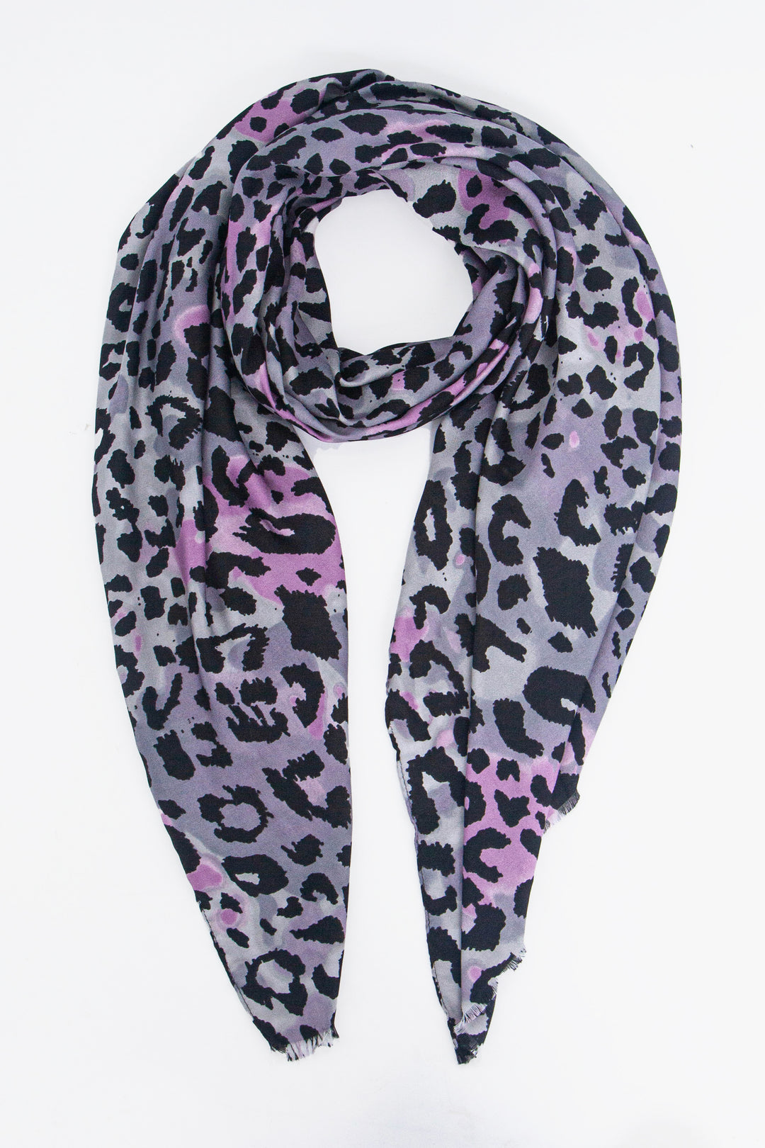 light grey and pink lightweight leopard print scarf 