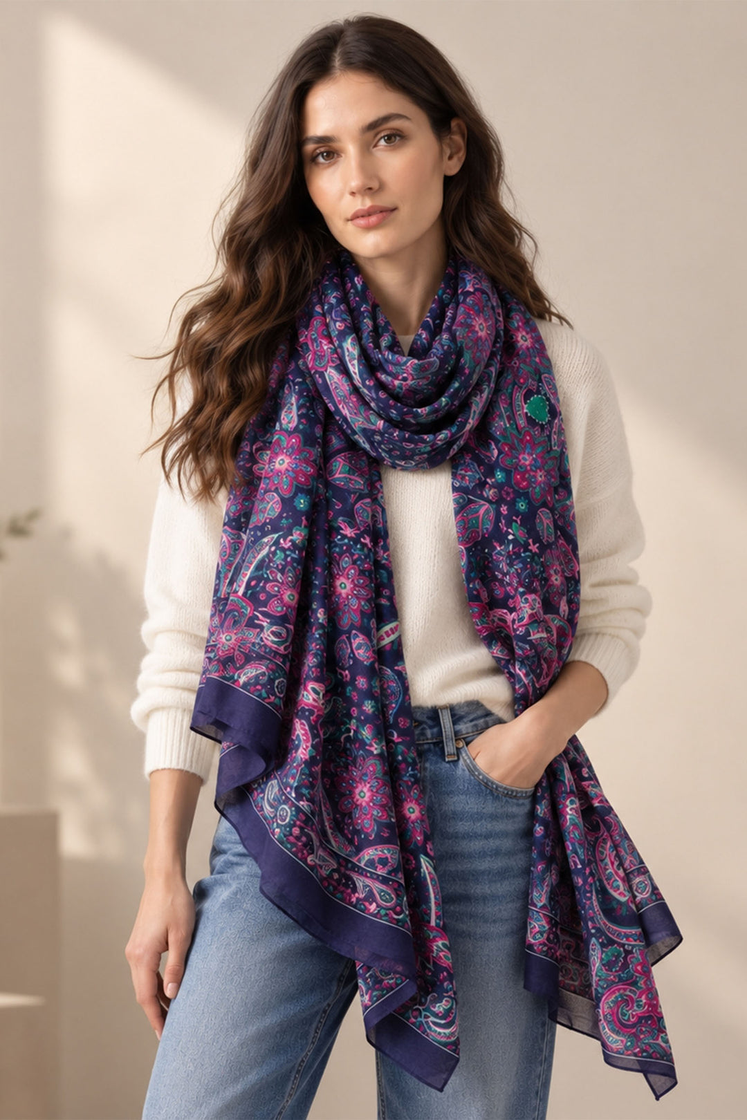 navy-blue/fuchsia-paisley-lightweight-scarf