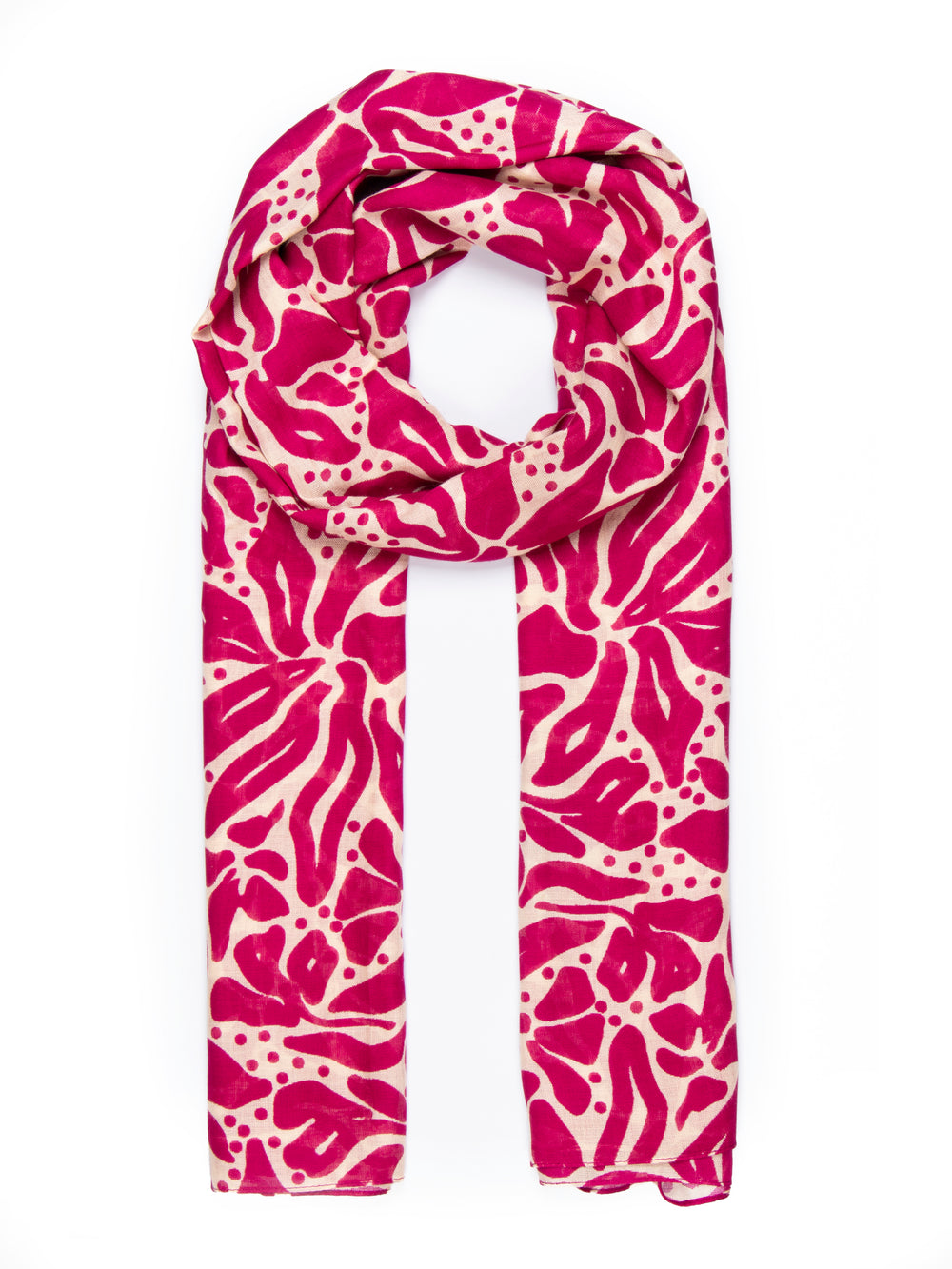 fuchsia and cream bold floral pattern lightweight scarf