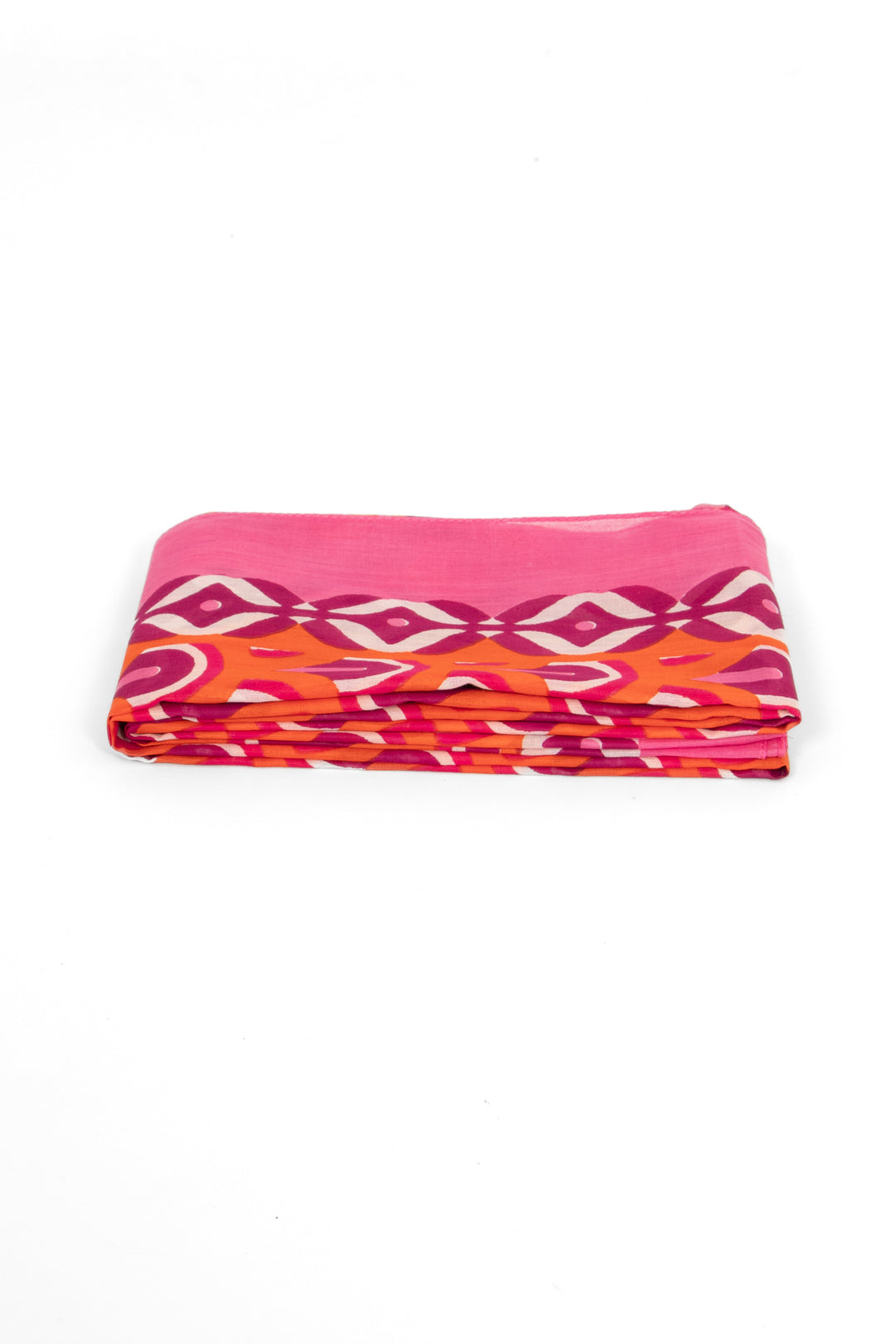 dahlia-lightweight-cotton-scarf-hot-pink-orange-retro-geometric-print-folded-summer-weight