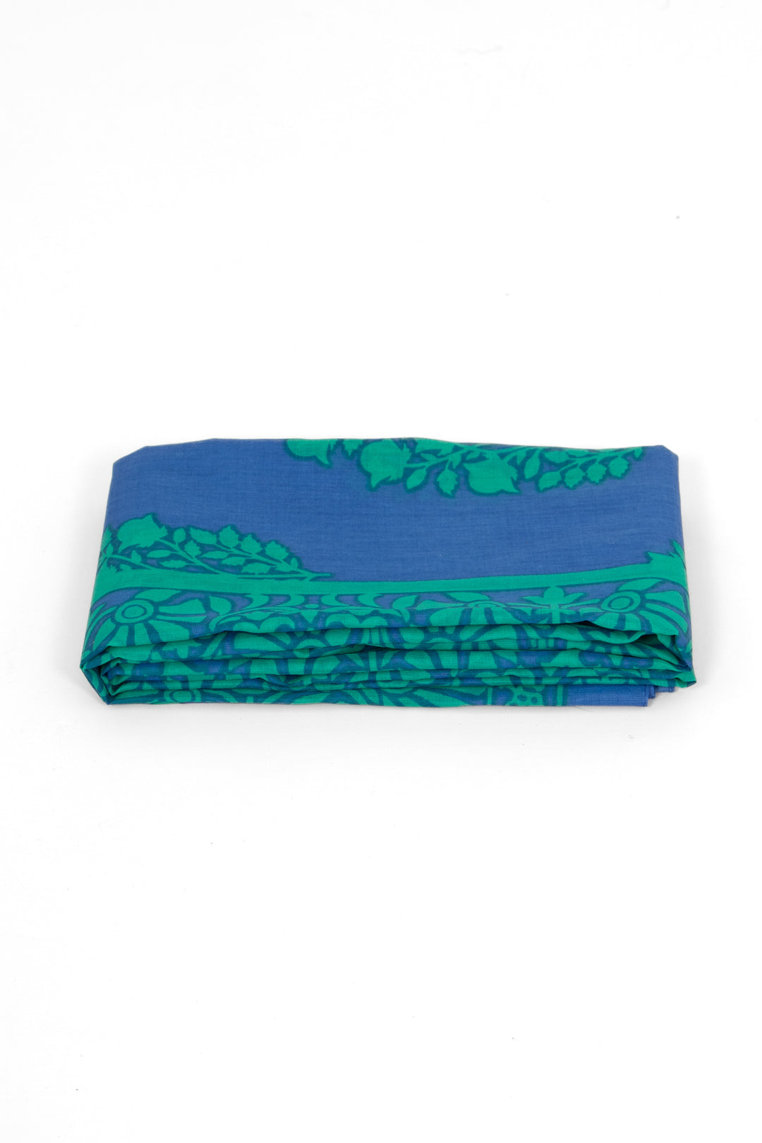 rue-lightweight-cotton-scarf-blue-green-leaf-print-folded-summer-weight