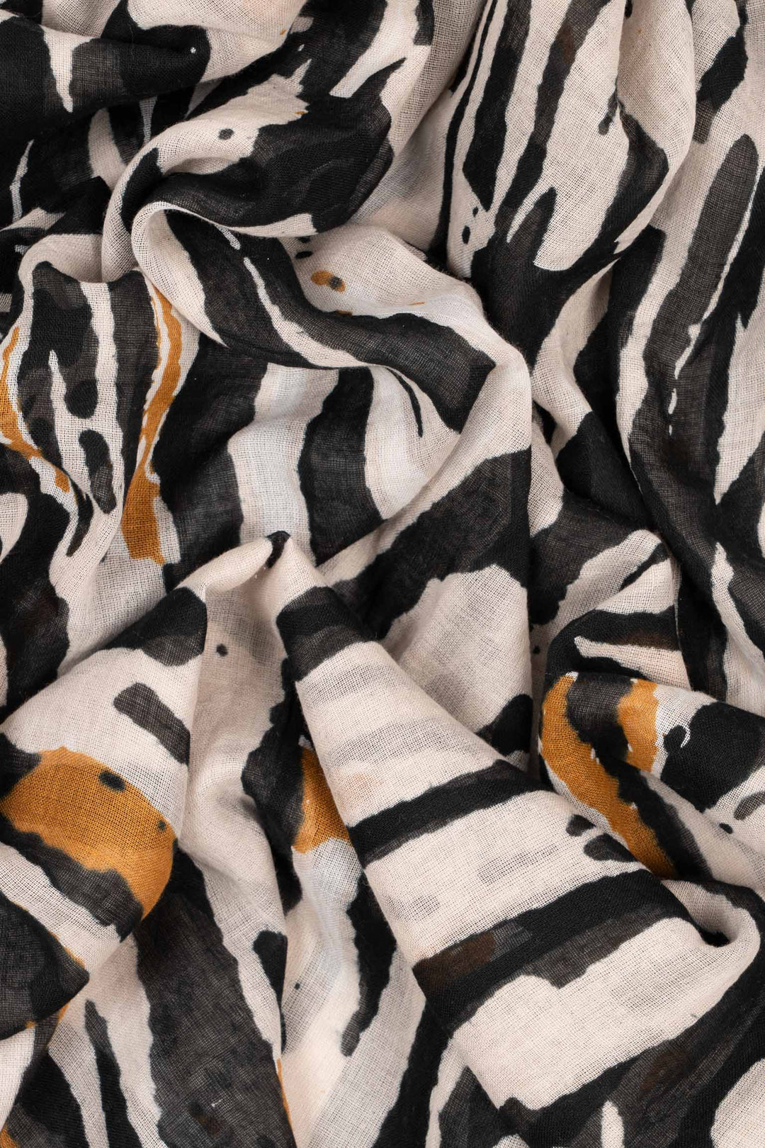 kai-lightweight-cotton-scarf-black-zebra-print-close-up-pattern-soft-material