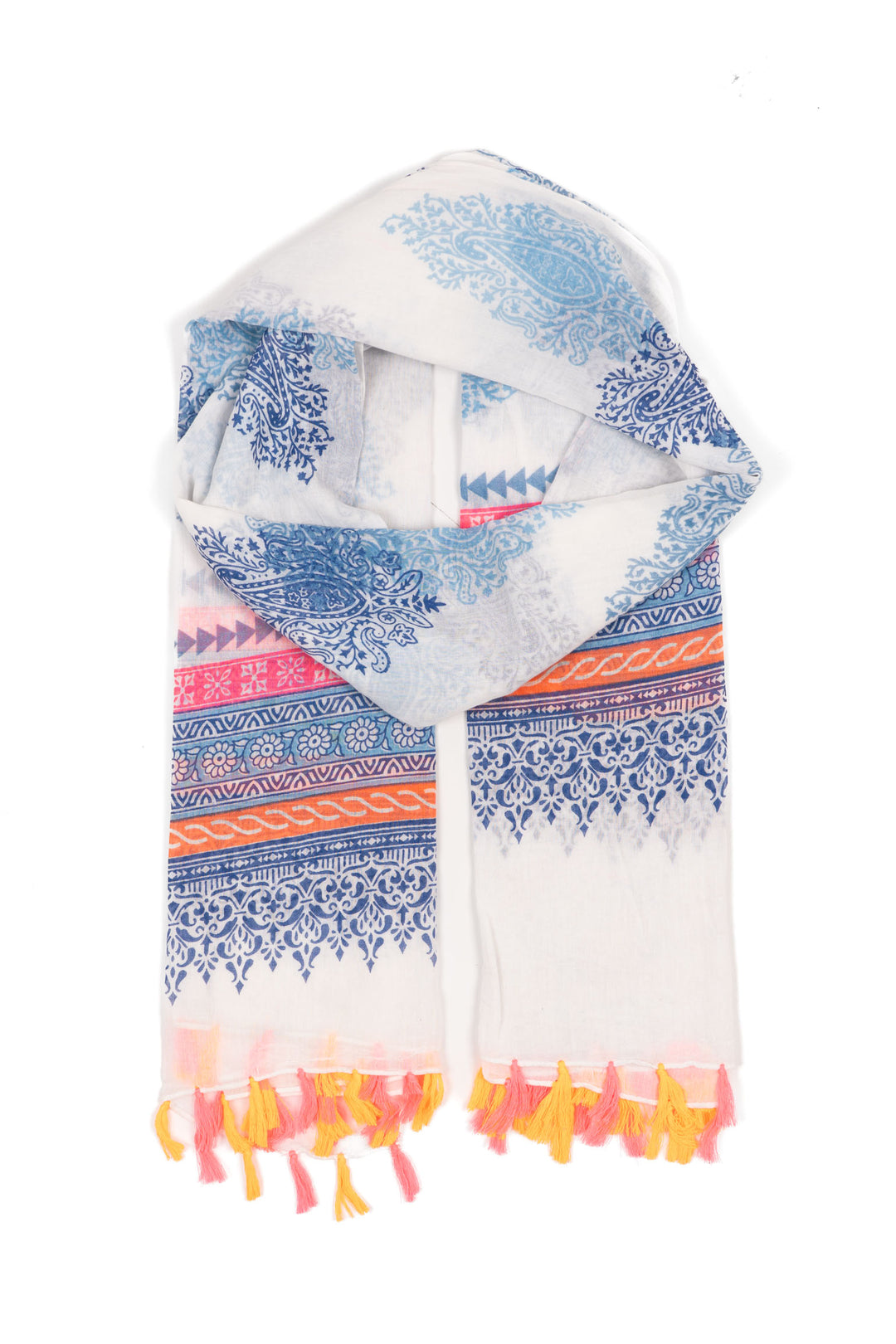 talia-lightweight-cotton-tassel-scarf-white-multi-floral-print-blue-pink-orange-pattern